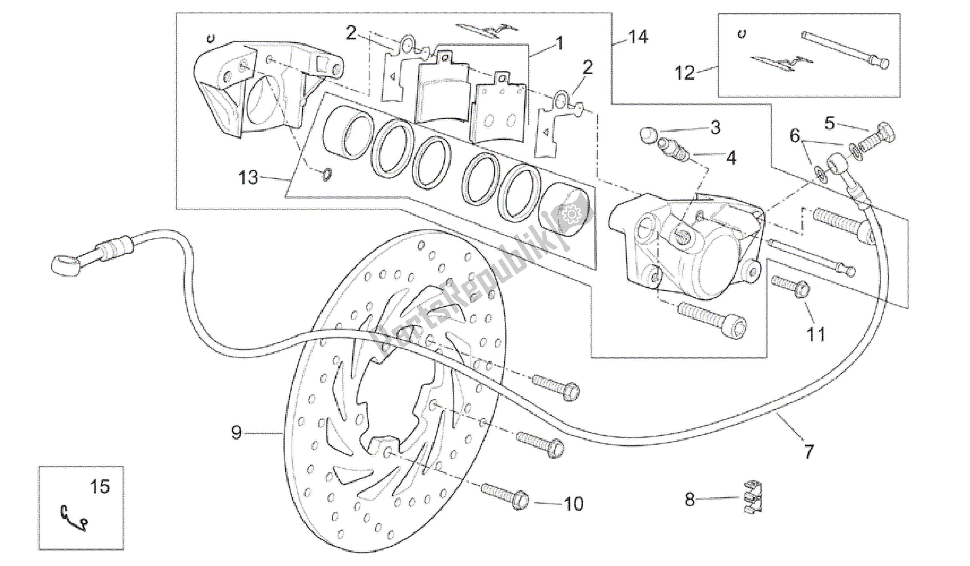 Todas as partes de Pinça Traseira do Aprilia Scarabeo 150 1999 - 2004