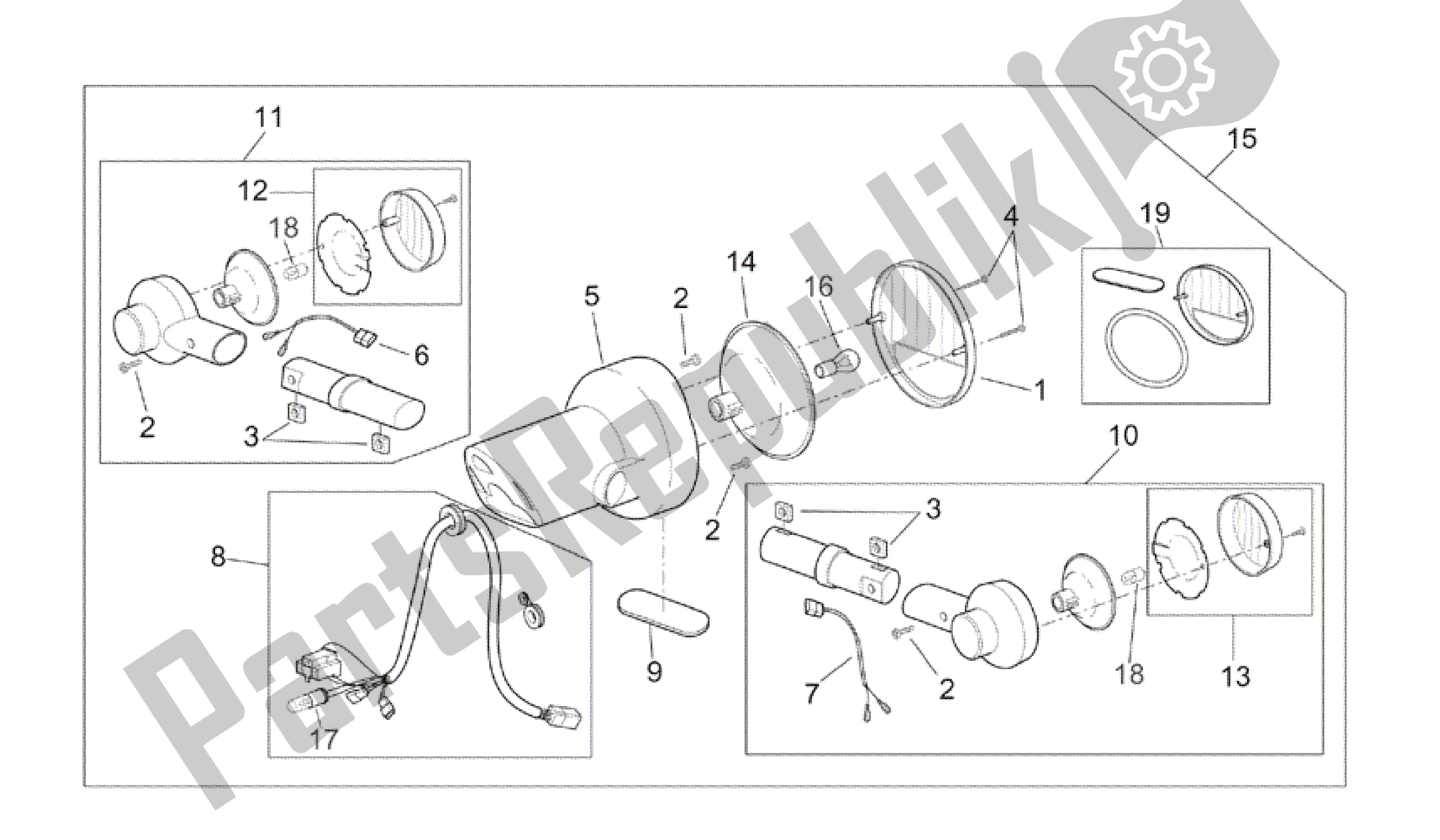 Toutes les pièces pour le Feu Arrière du Aprilia Scarabeo 150 1999 - 2004