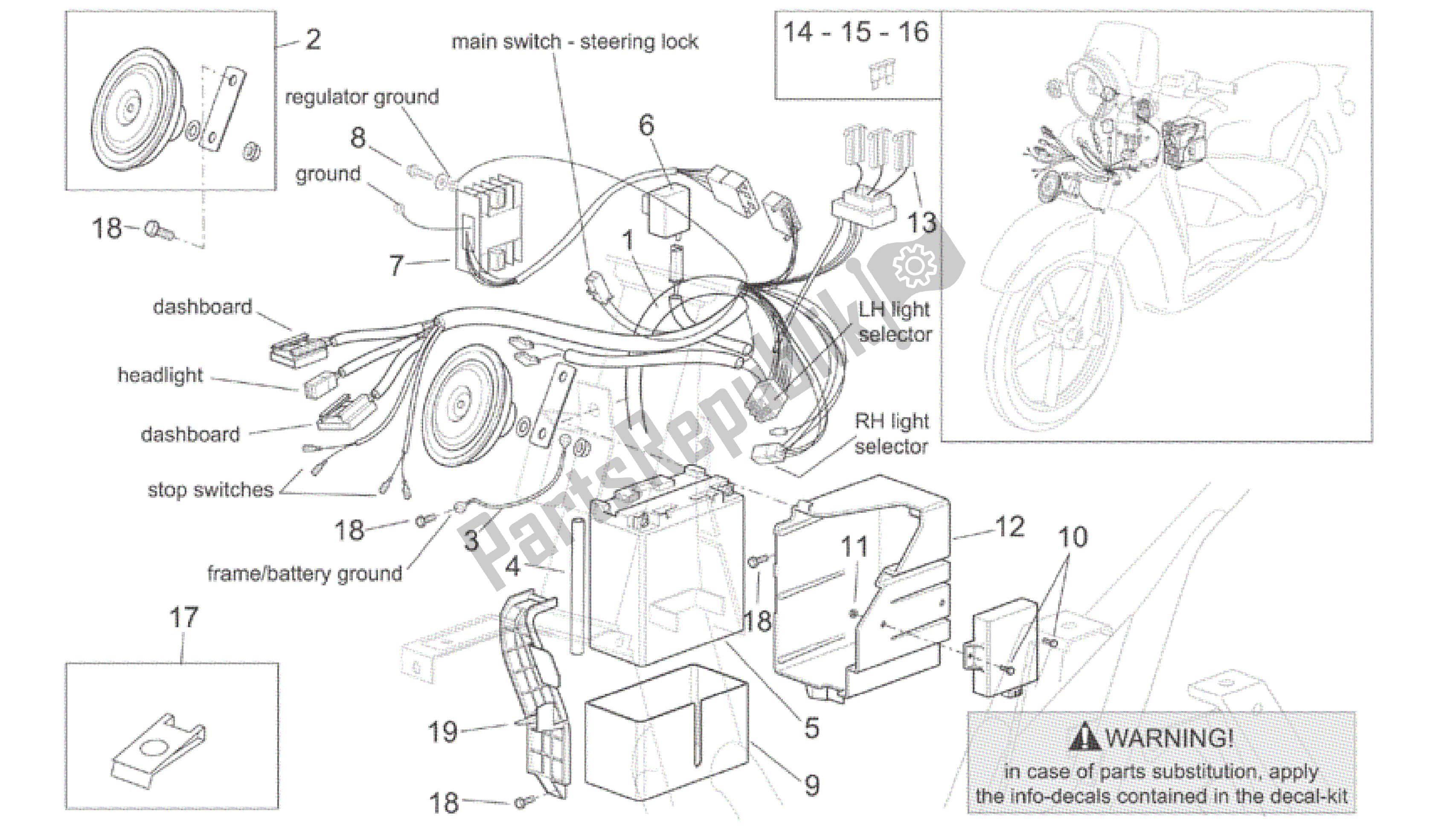 Todas las partes para Sistema Eléctrico I de Aprilia Scarabeo 150 1999 - 2004