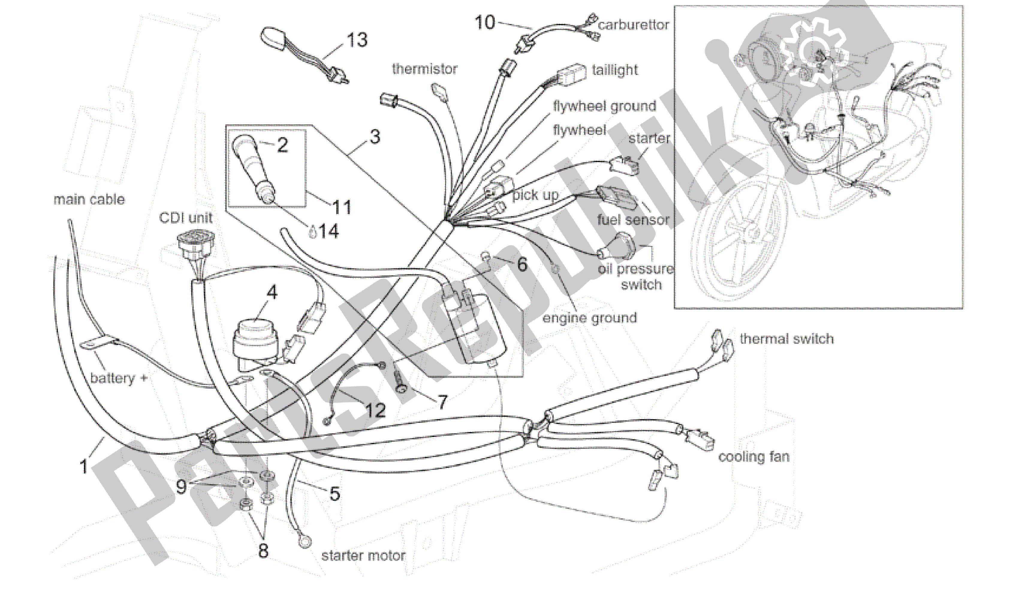 Toutes les pièces pour le Système électrique Ii du Aprilia Scarabeo 150 1999 - 2004