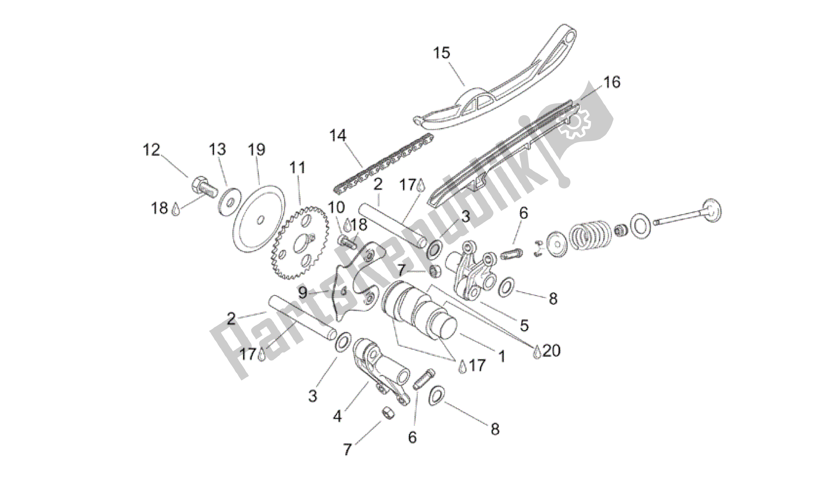 Todas las partes para Control De Válvula de Aprilia Scarabeo 150 1999 - 2004