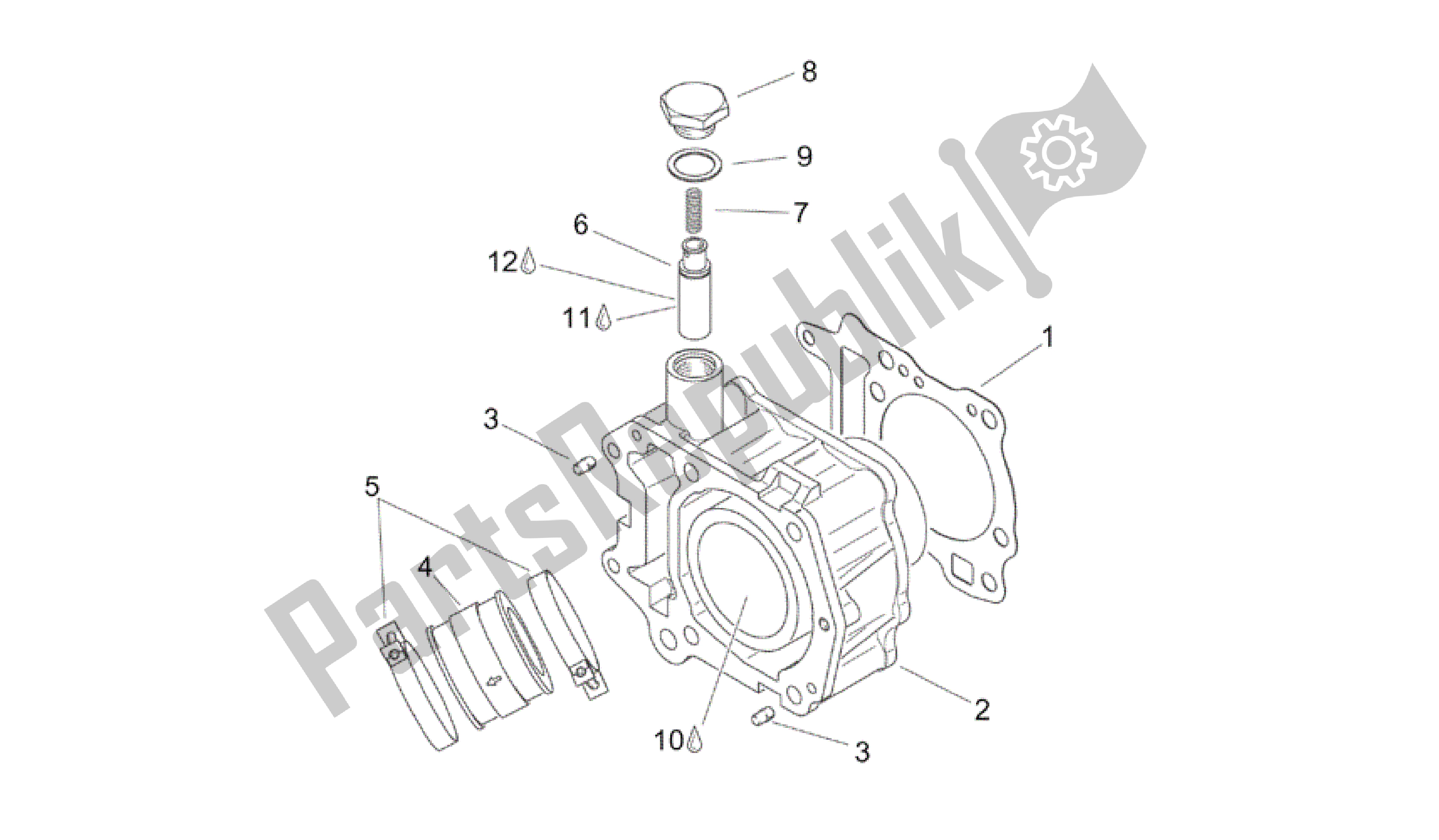 All parts for the Cylinder of the Aprilia Scarabeo 150 1999 - 2004