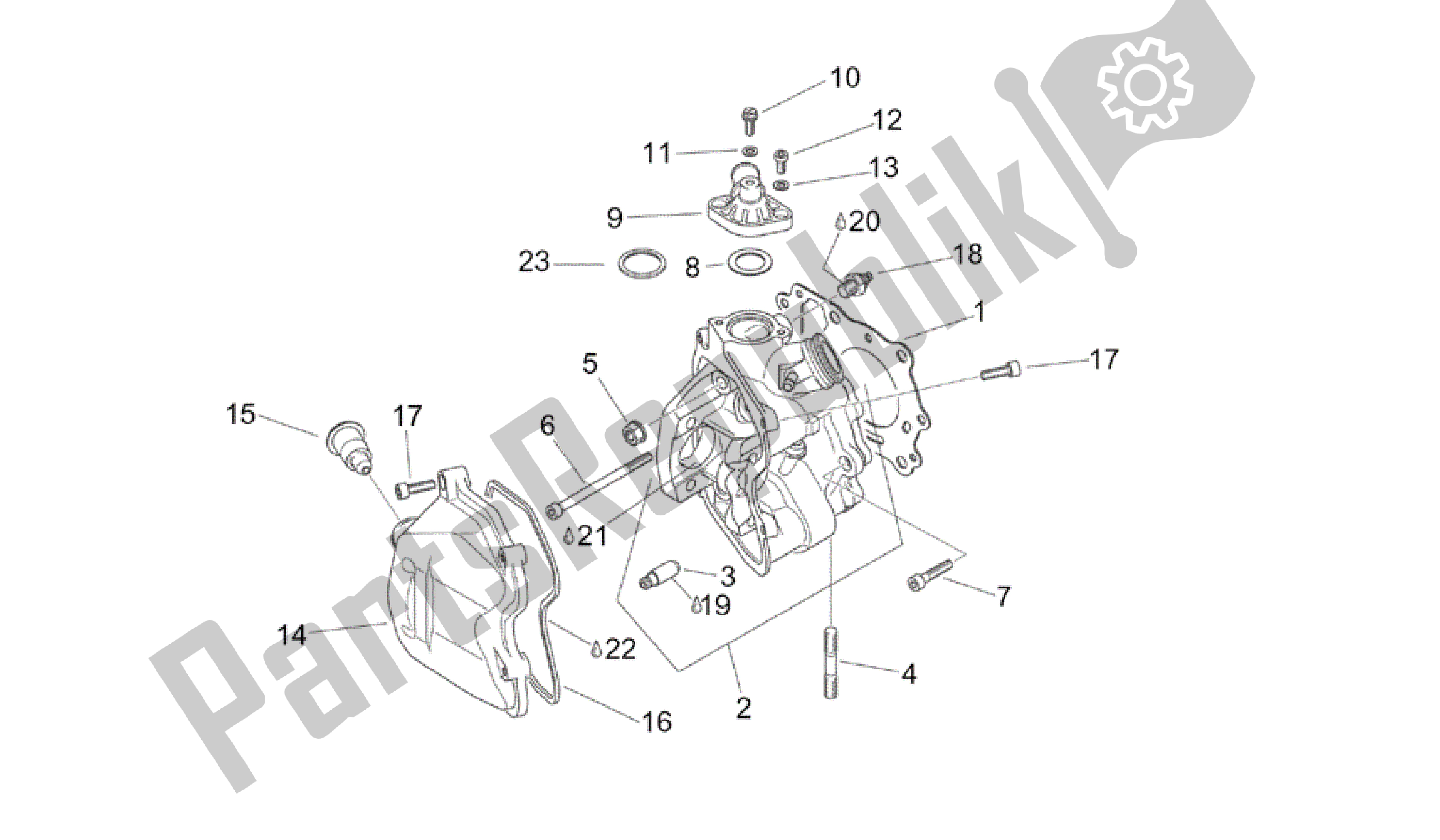 All parts for the Cylinder Head of the Aprilia Scarabeo 150 1999 - 2004