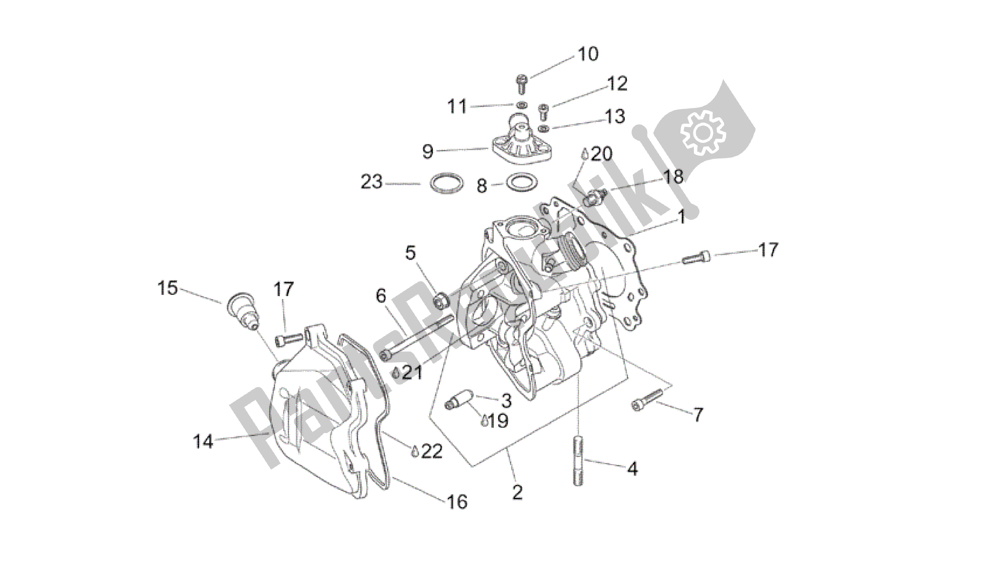 All parts for the Cylinder Head of the Aprilia Scarabeo 150 1999 - 2004