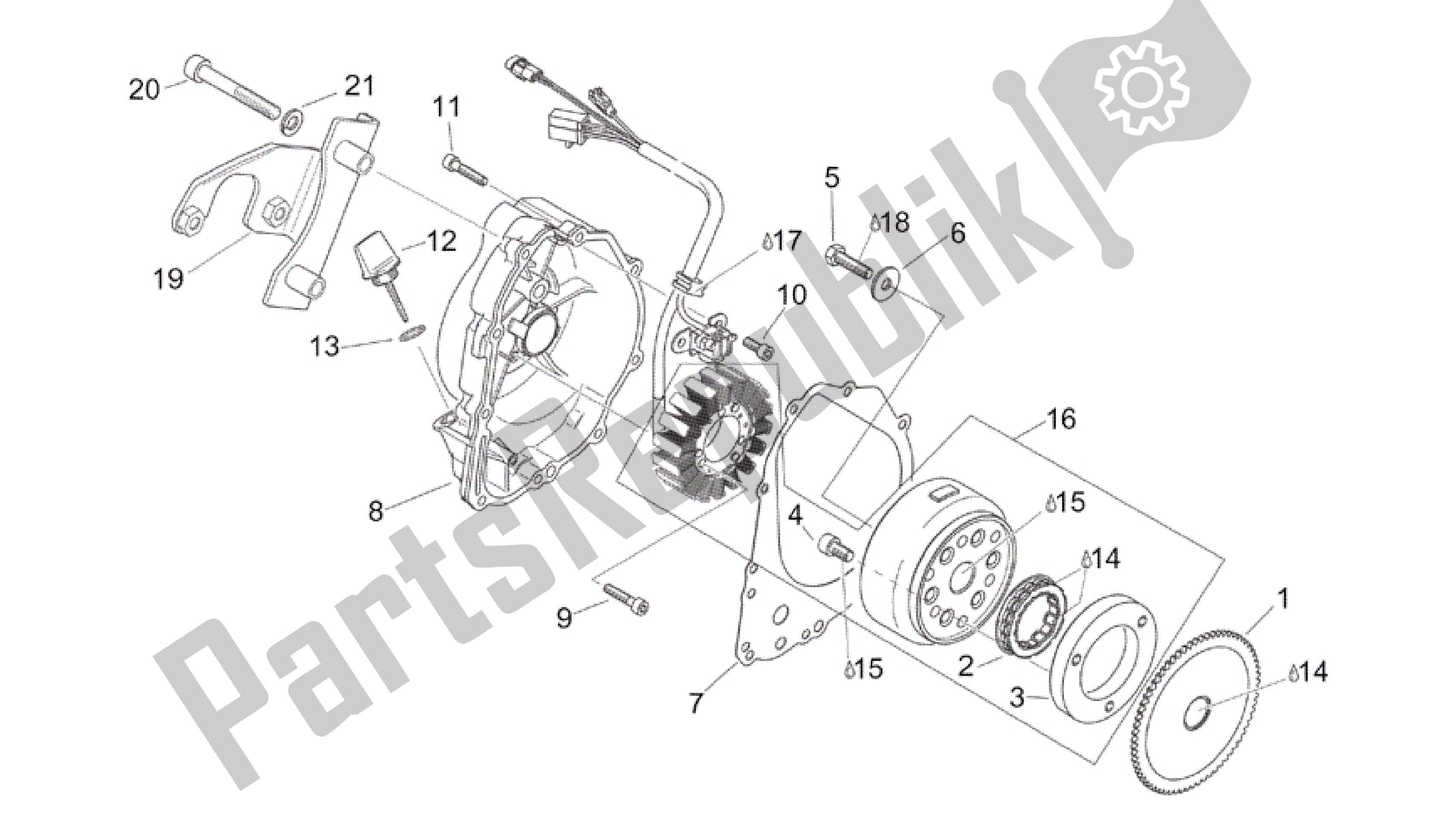 Alle onderdelen voor de Ontstekingseenheid van de Aprilia Scarabeo 150 1999 - 2004