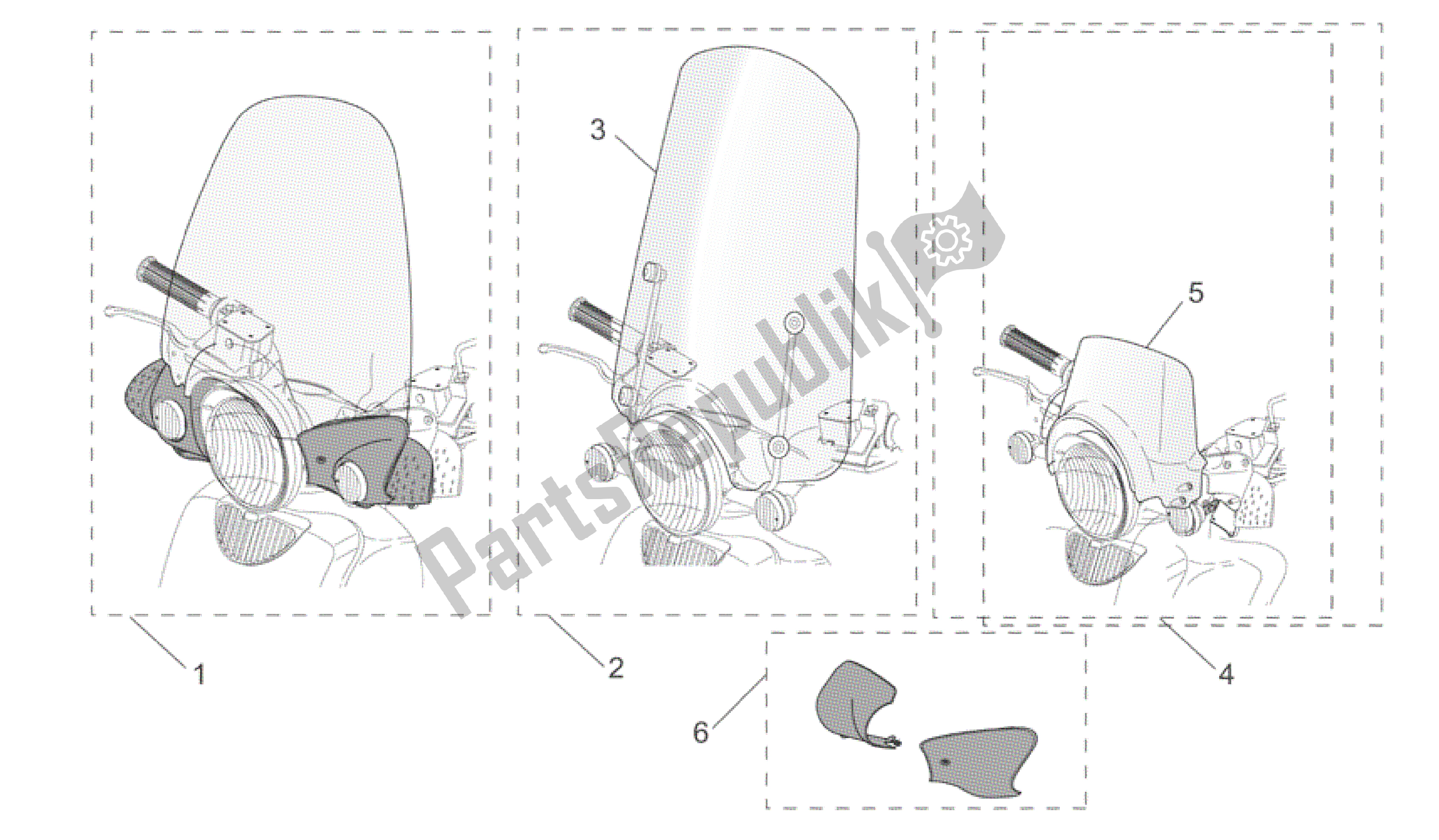 All parts for the Acc. - Windshields of the Aprilia Scarabeo 150 1999 - 2004