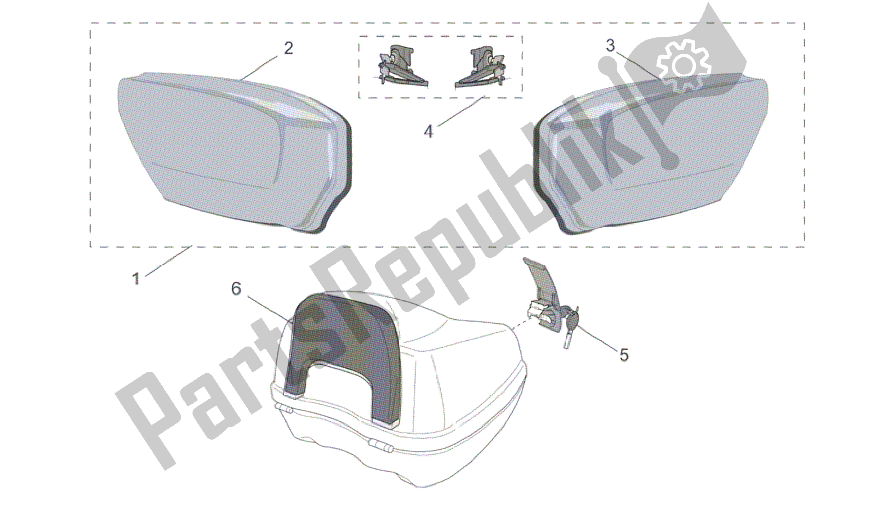 All parts for the Acc. - Top/cases, Side Cases of the Aprilia Scarabeo 150 1999 - 2004