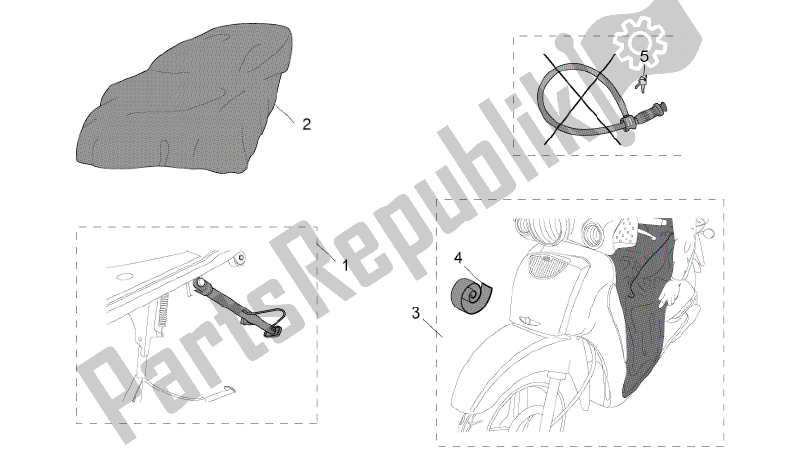 All parts for the Acc. - Various Ii of the Aprilia Scarabeo 150 1999 - 2004