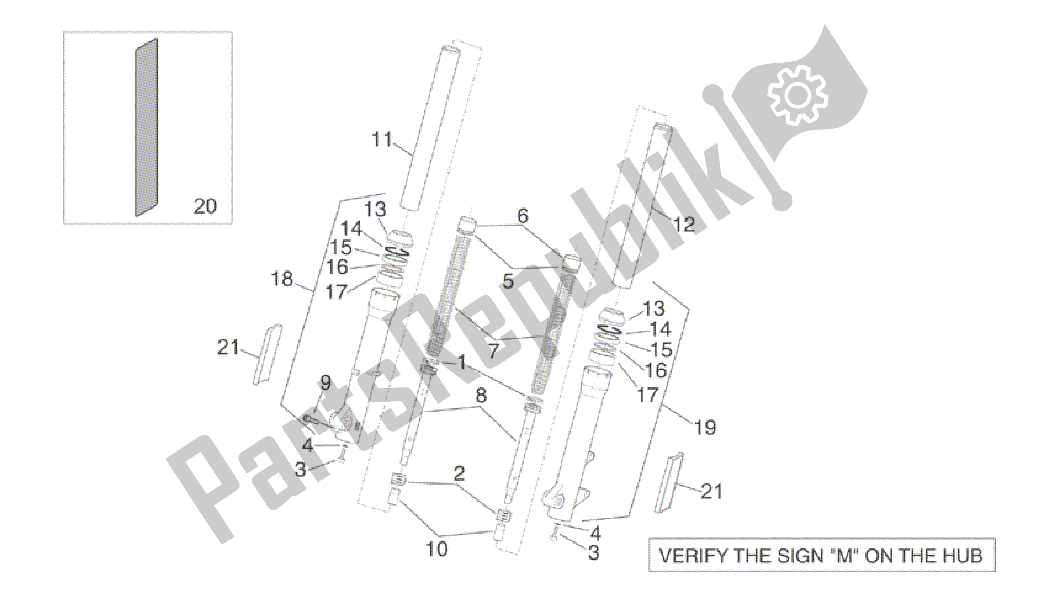 All parts for the Marzocchi Front Fork - Hubs, Sleeves of the Aprilia Scarabeo 150 1999 - 2004