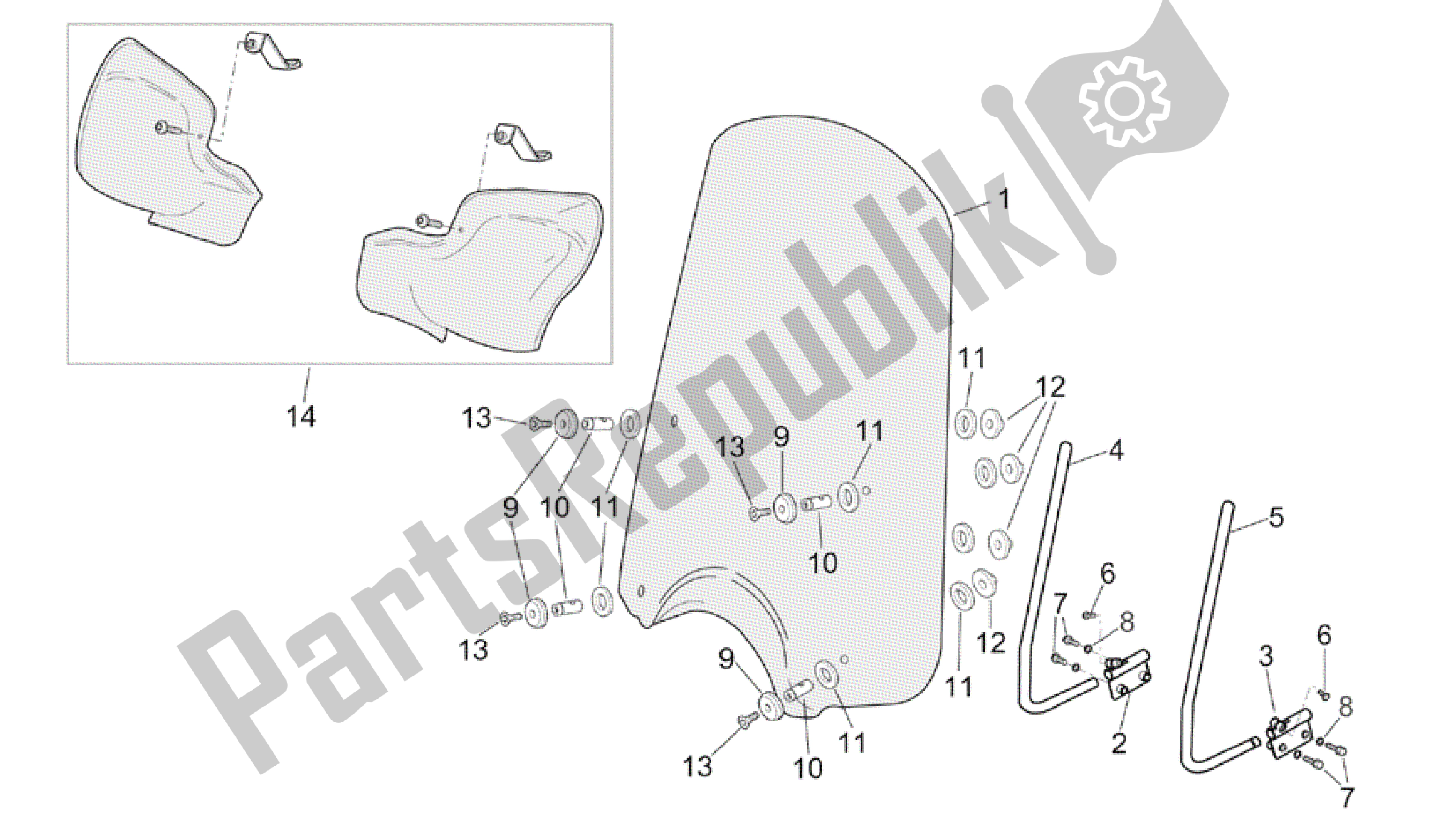 All parts for the Front Body - Handguard Ii of the Aprilia Scarabeo 150 1999 - 2004