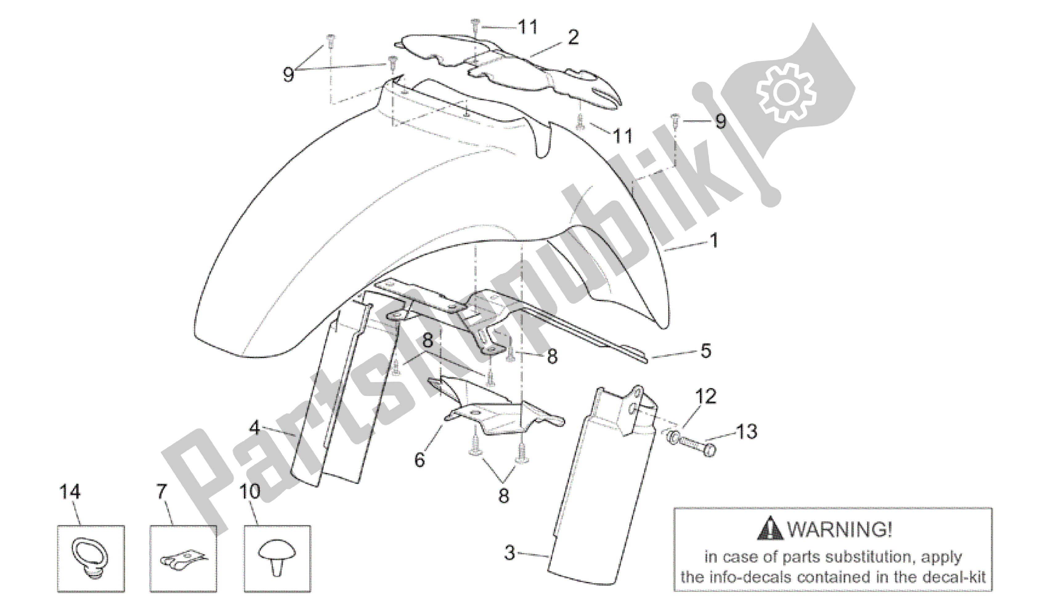 Todas las partes para Cuerpo Delantero - Guardabarros Delantero de Aprilia Scarabeo 150 1999 - 2004