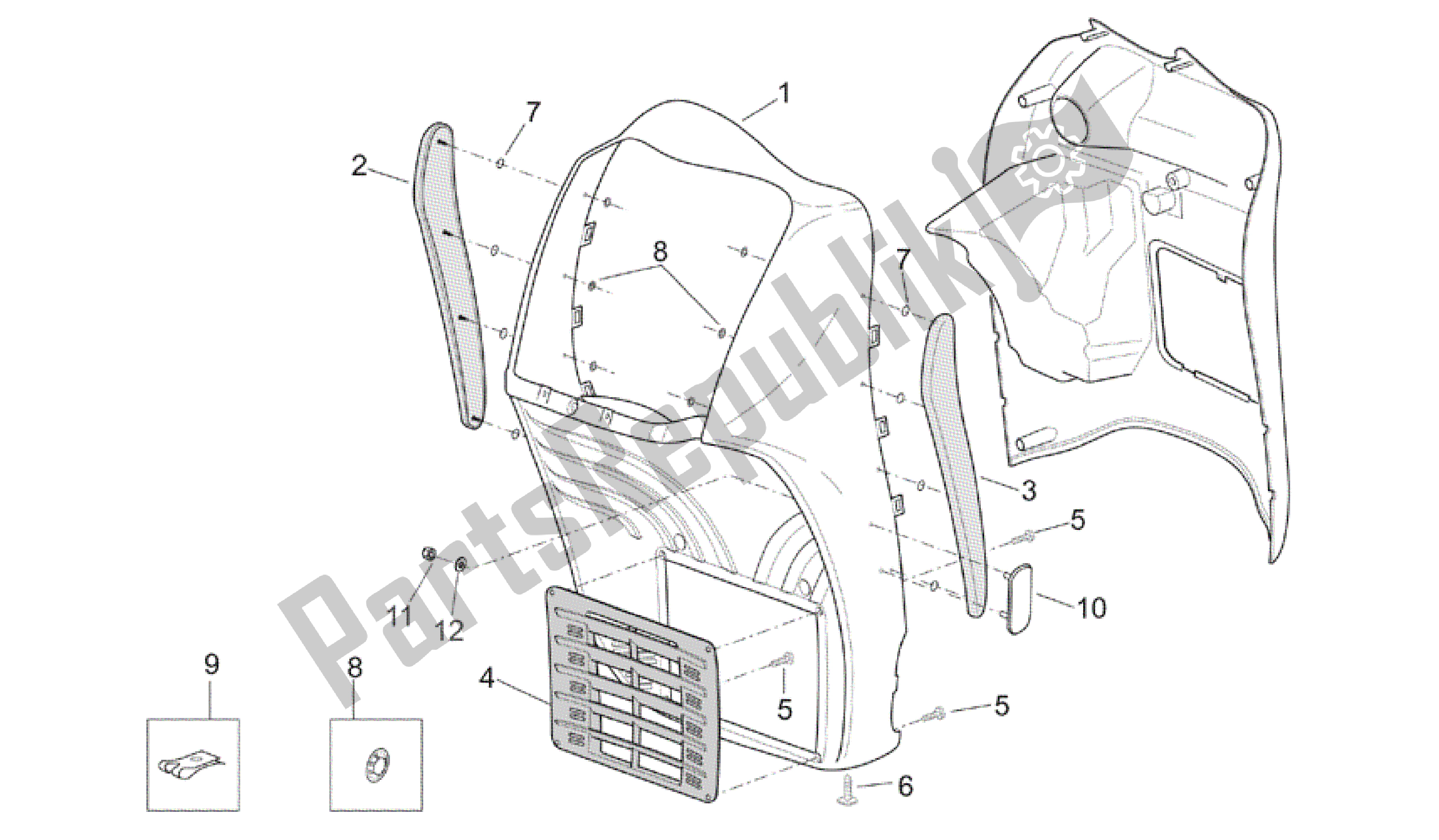 Toutes les pièces pour le Corps Avant - Carénage Avant du Aprilia Scarabeo 150 1999 - 2004