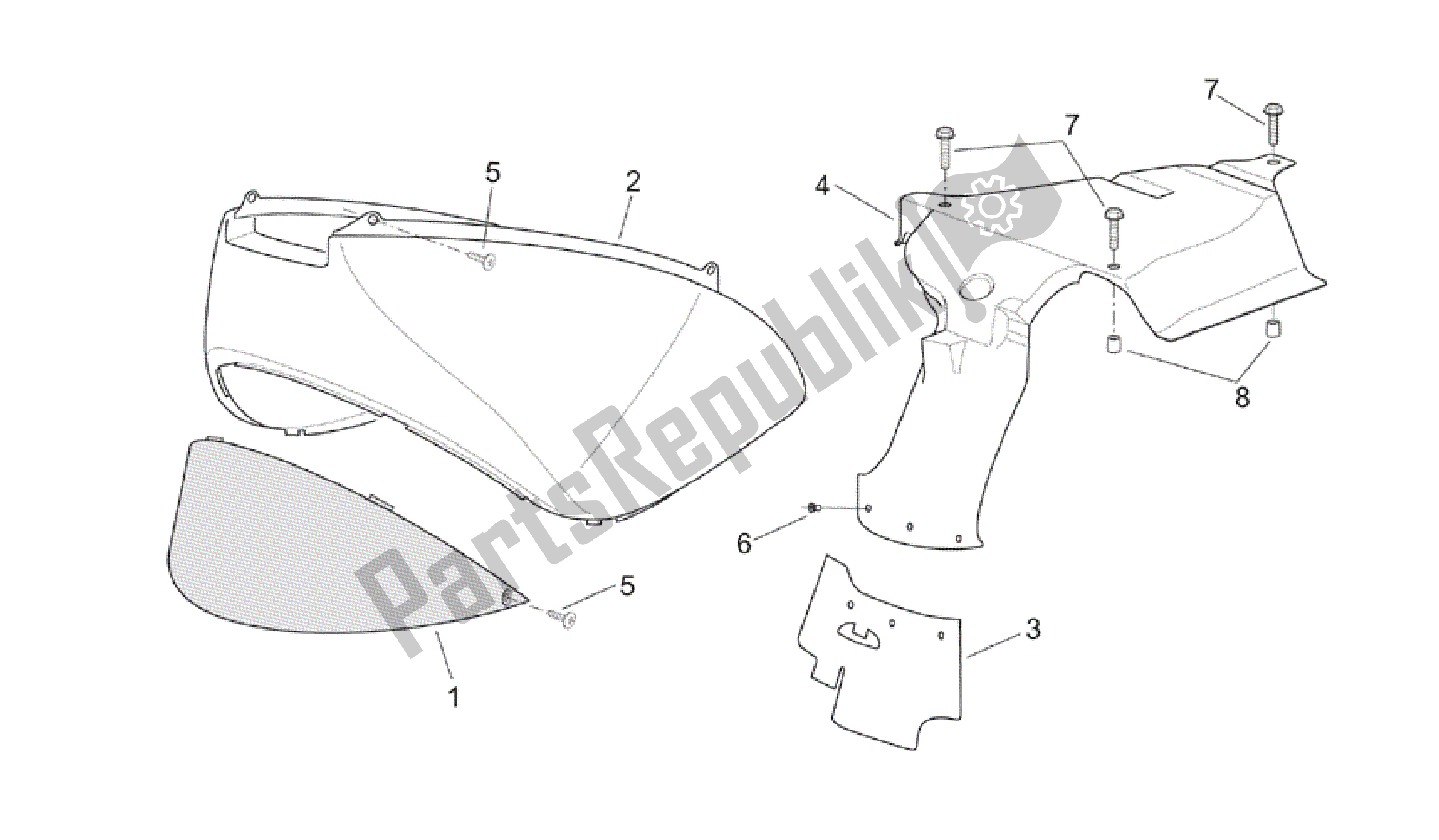 Todas las partes para Cuerpo Trasero I de Aprilia Scarabeo 150 1999 - 2004