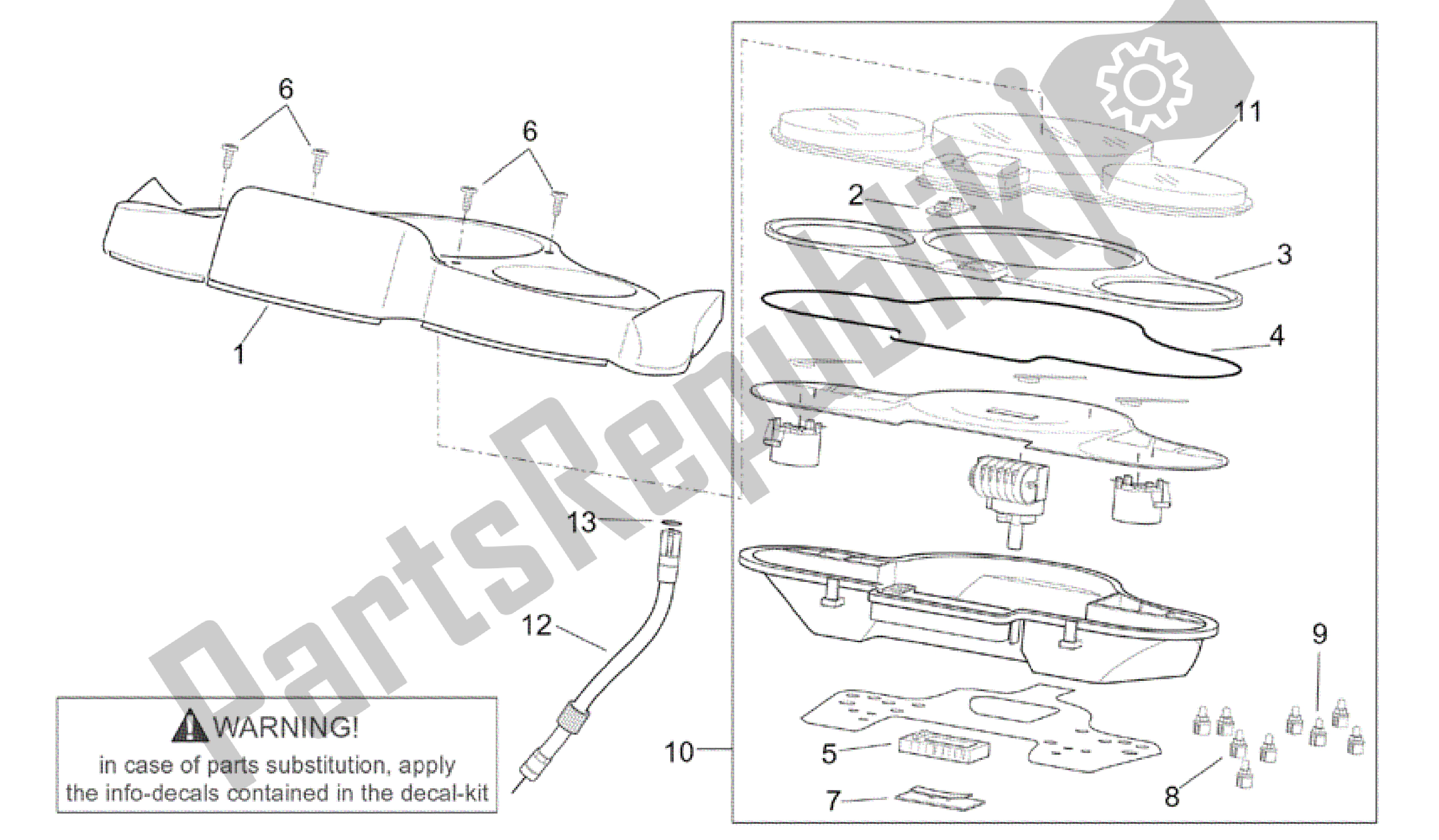 Alle onderdelen voor de Dashboard van de Aprilia Scarabeo 150 1999 - 2004