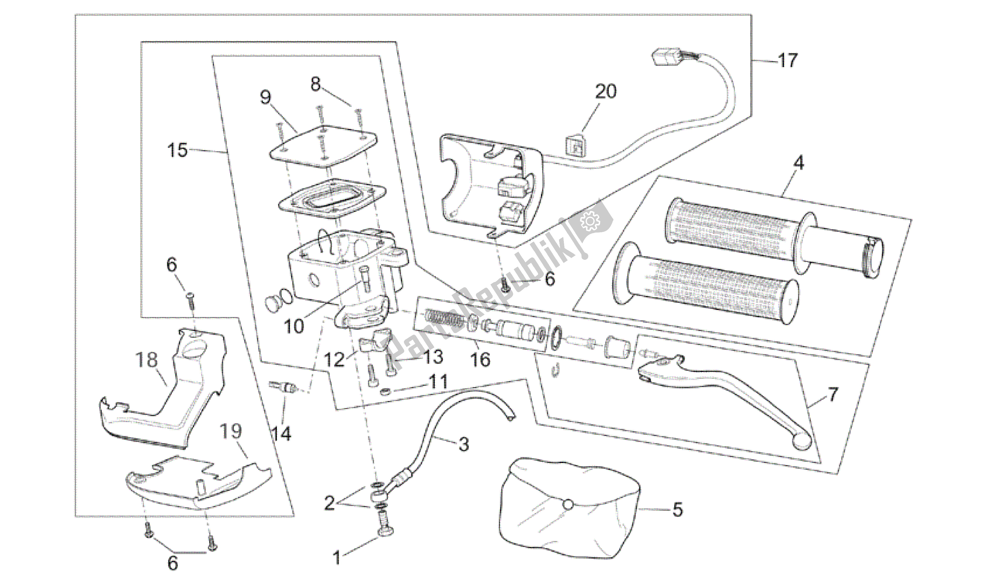 Toutes les pièces pour le Commandes Lh du Aprilia Scarabeo 150 1999 - 2004