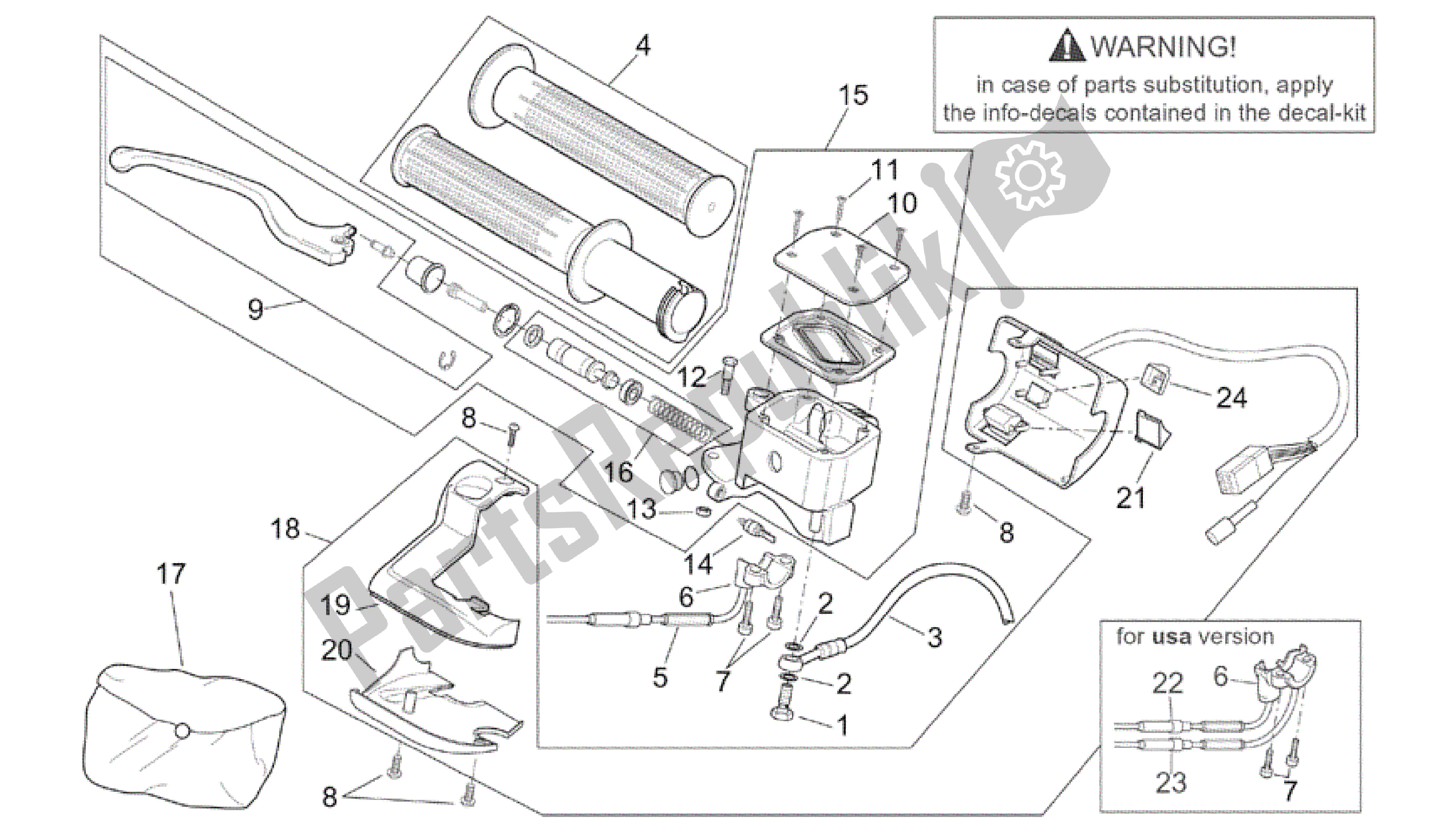 Alle onderdelen voor de Rh Controles van de Aprilia Scarabeo 150 1999 - 2004
