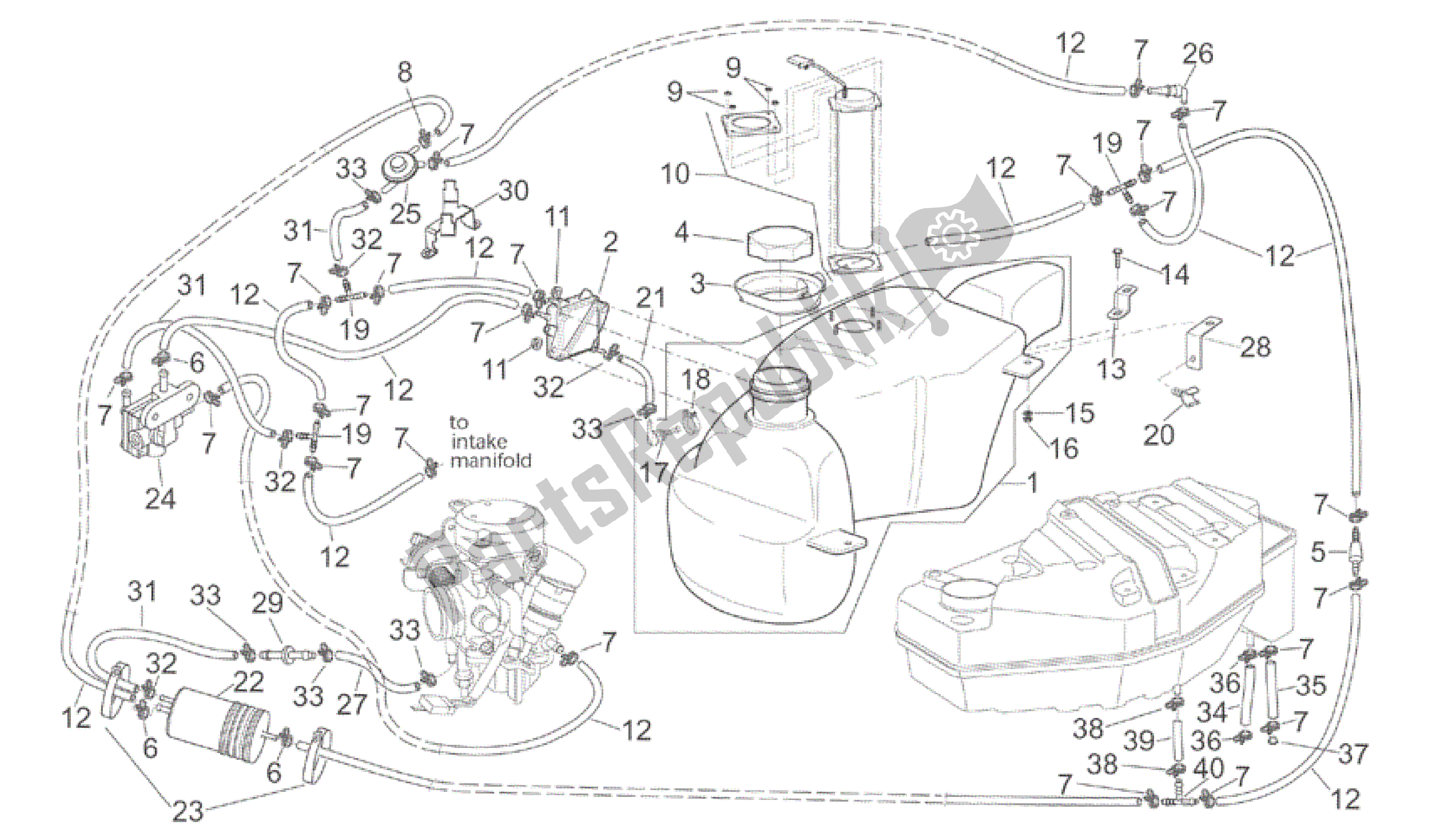 Tutte le parti per il Serbatoio Carburante - Usa del Aprilia Scarabeo 150 1999 - 2004