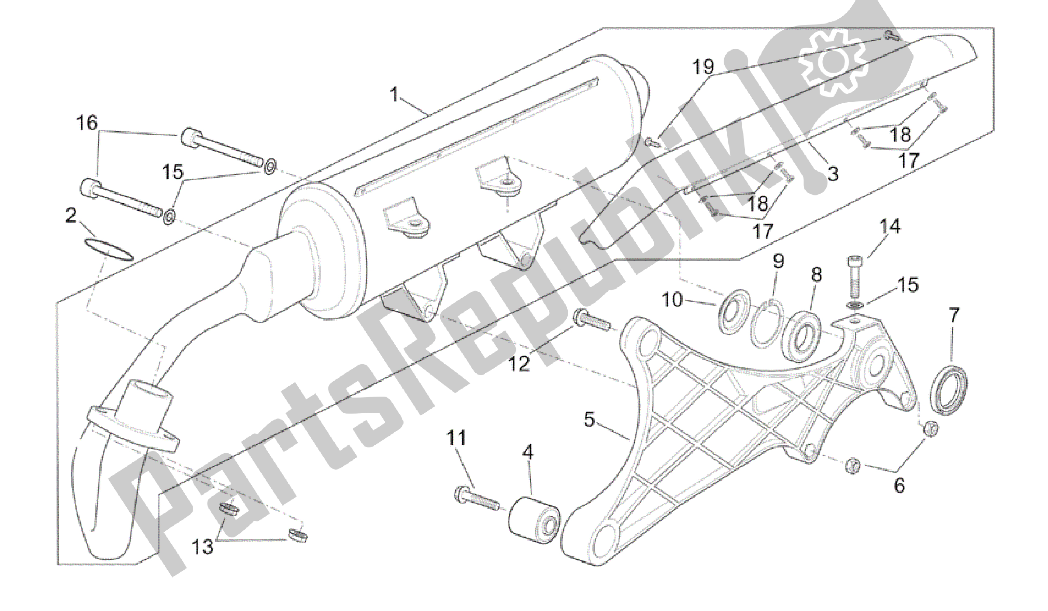 Todas las partes para Unidad De Escape de Aprilia Scarabeo 150 1999 - 2004