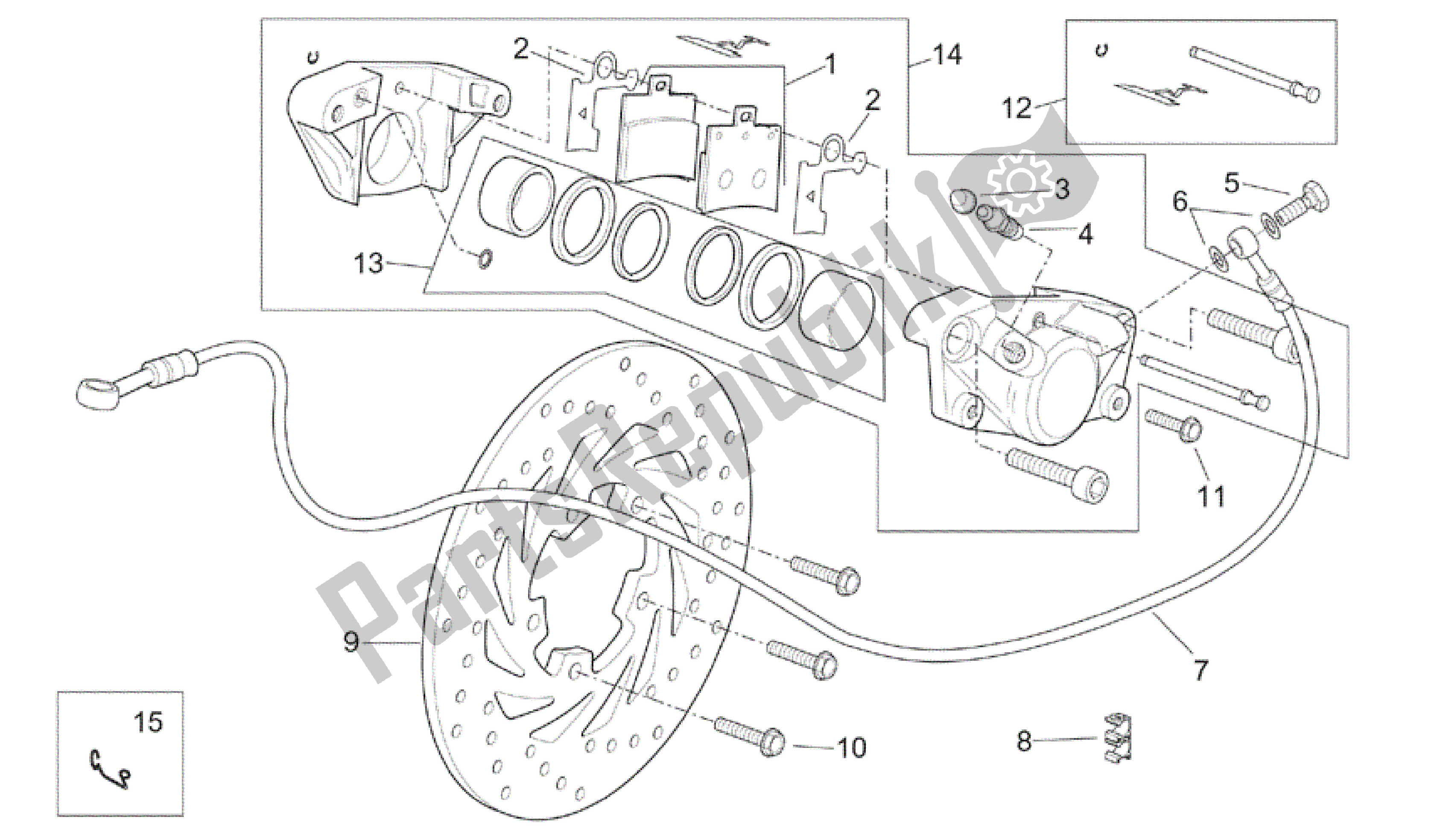 Toutes les pièces pour le étrier Arrière du Aprilia Scarabeo 200 1999 - 2004