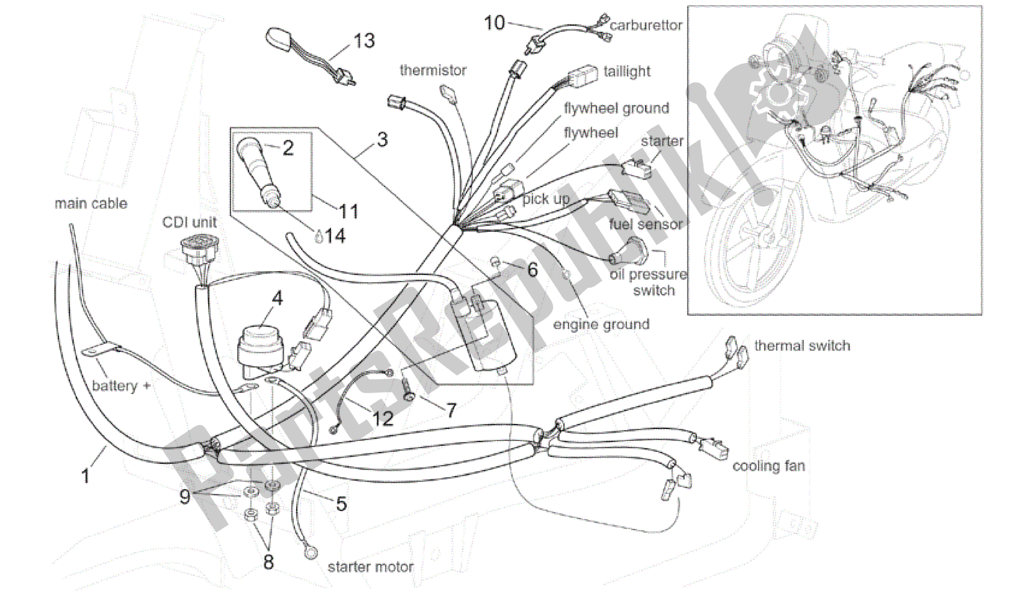 All parts for the Electrical System Ii of the Aprilia Scarabeo 200 1999 - 2004