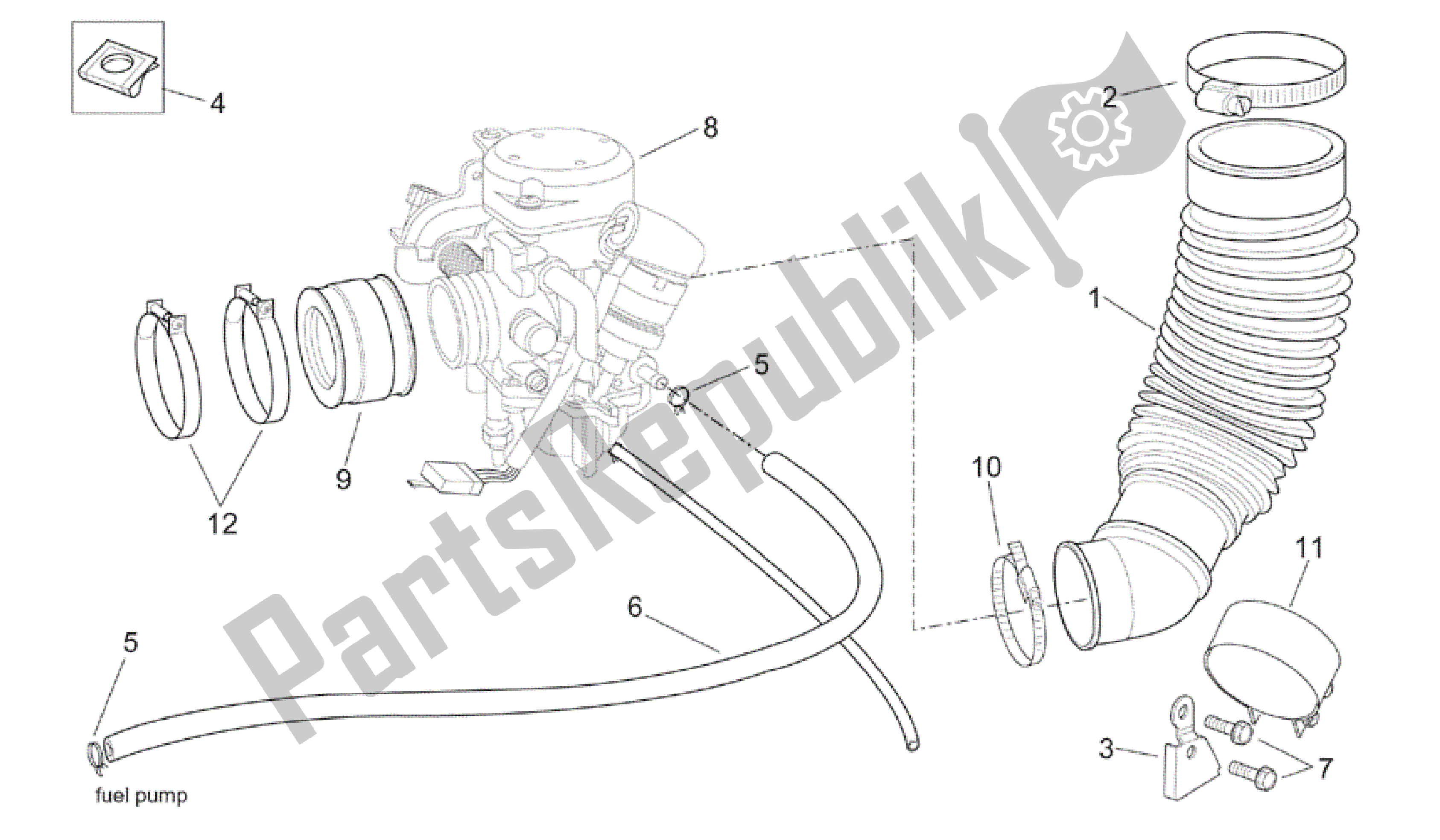 All parts for the Carburettor I of the Aprilia Scarabeo 200 1999 - 2004