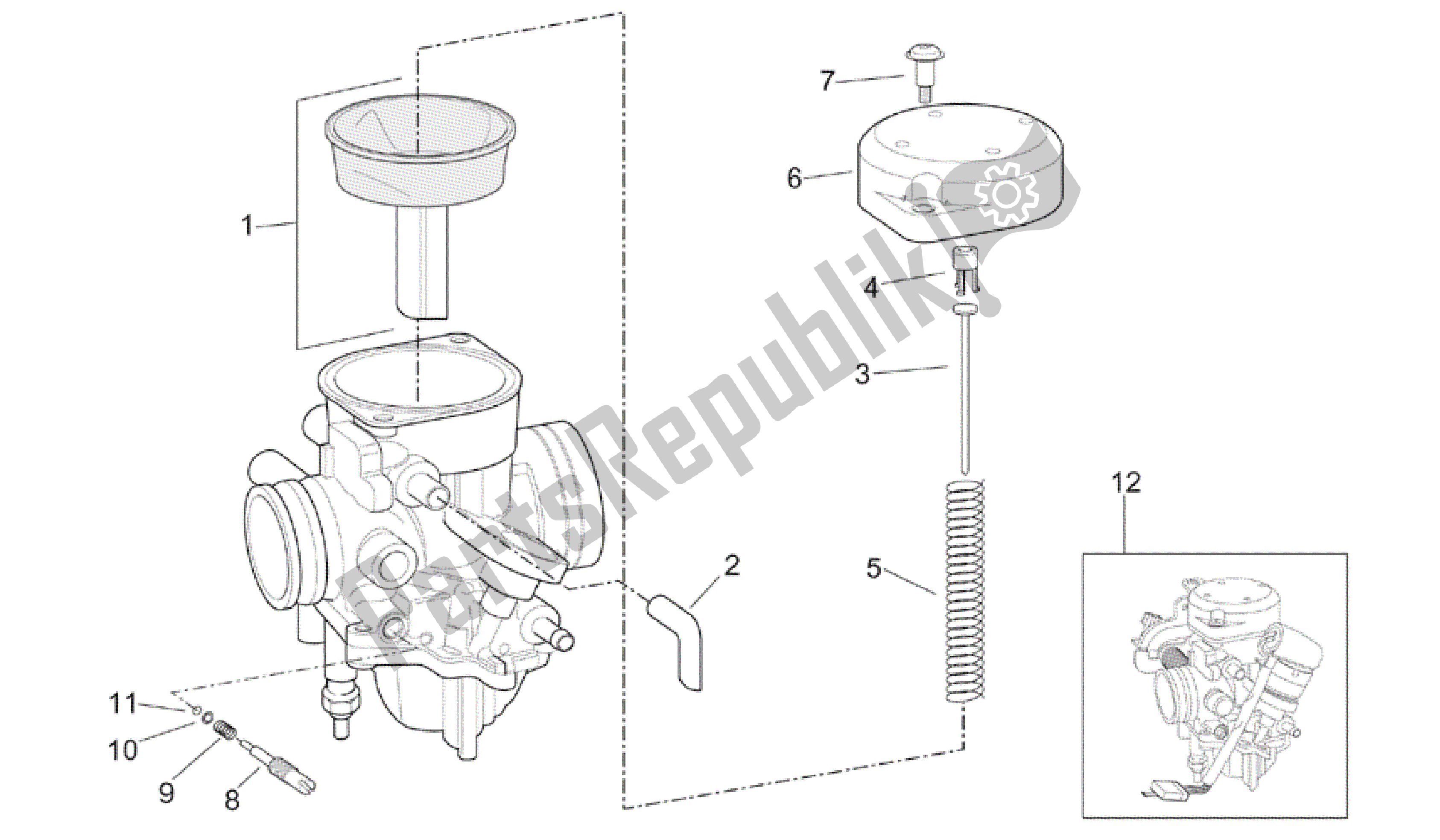 Tutte le parti per il Carburatore Ii del Aprilia Scarabeo 200 1999 - 2004