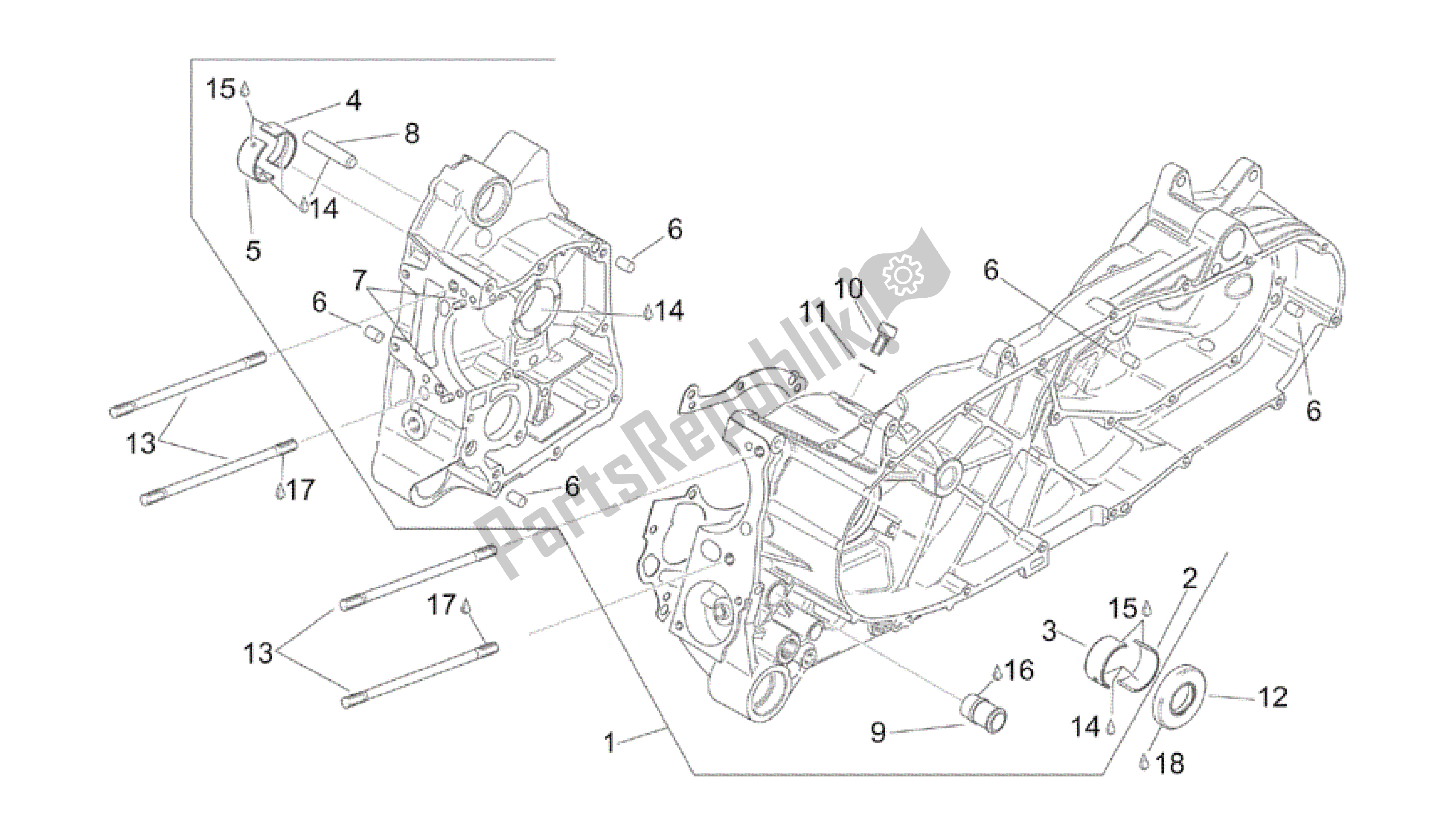 Alle Teile für das Kurbelgehäuse des Aprilia Scarabeo 200 1999 - 2004