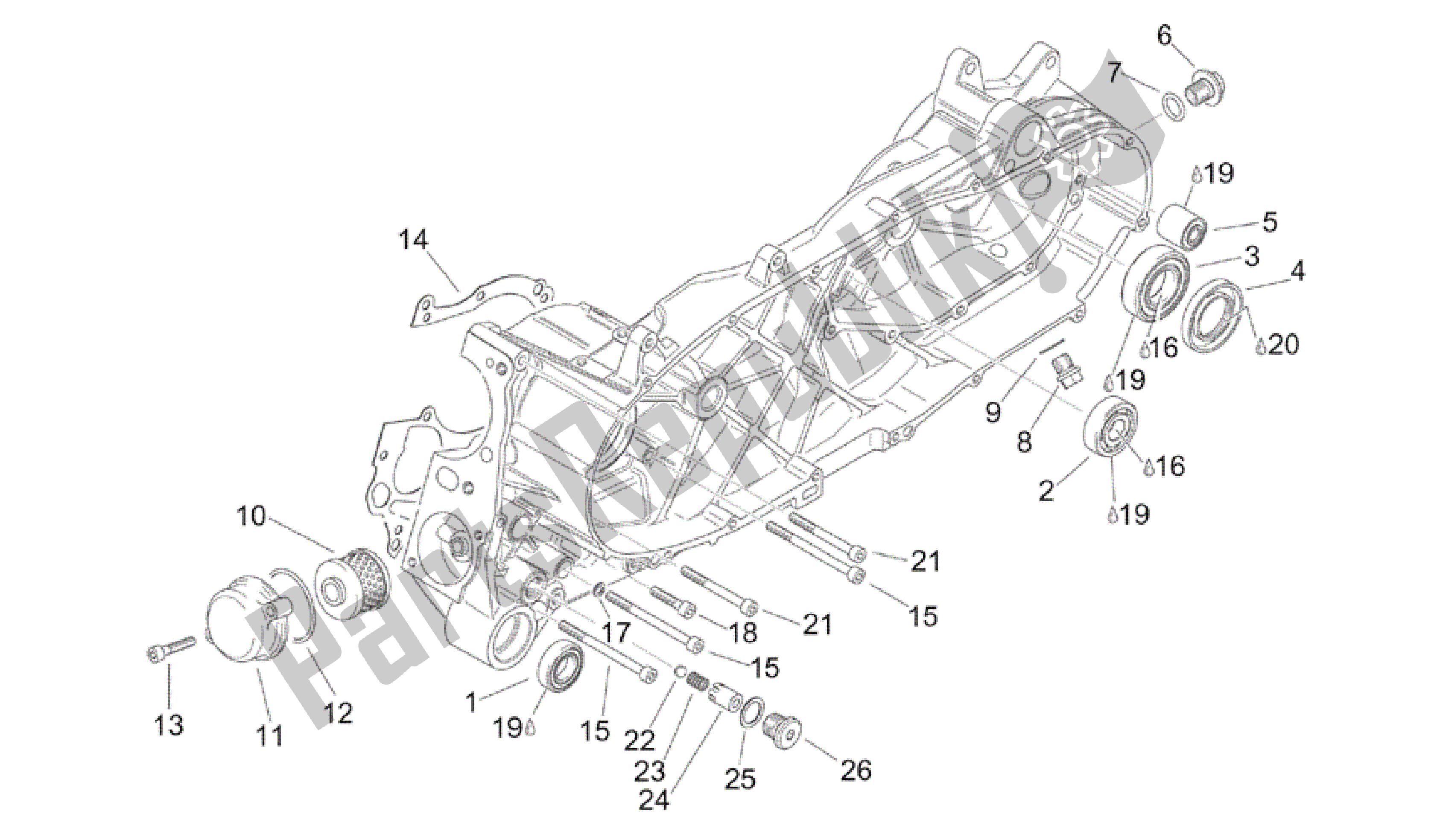 Tutte le parti per il Semicarter Centrale del Aprilia Scarabeo 200 1999 - 2004