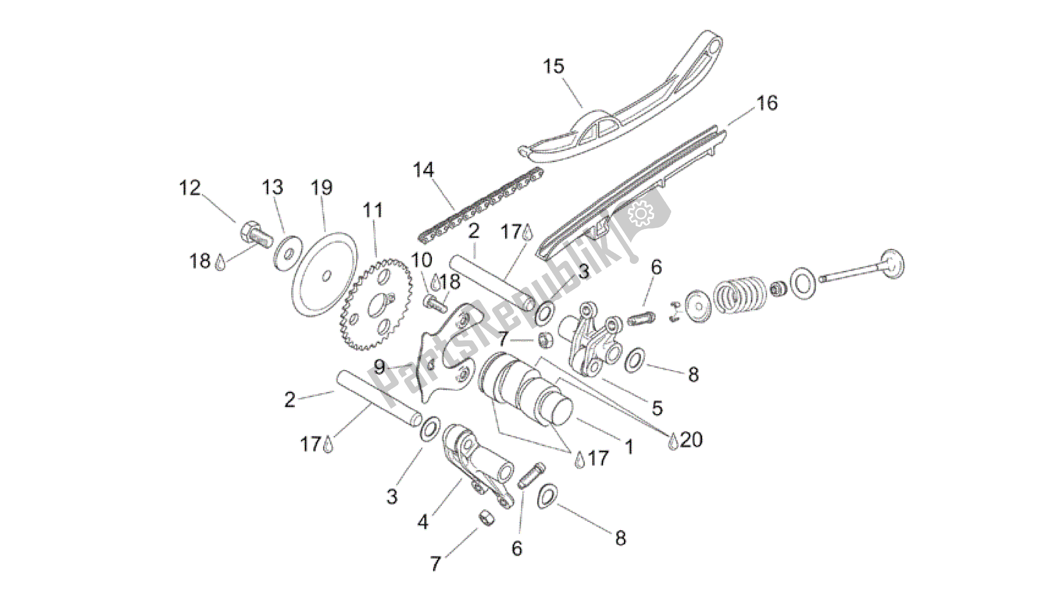 Alle Teile für das Ventilsteuerung des Aprilia Scarabeo 200 1999 - 2004