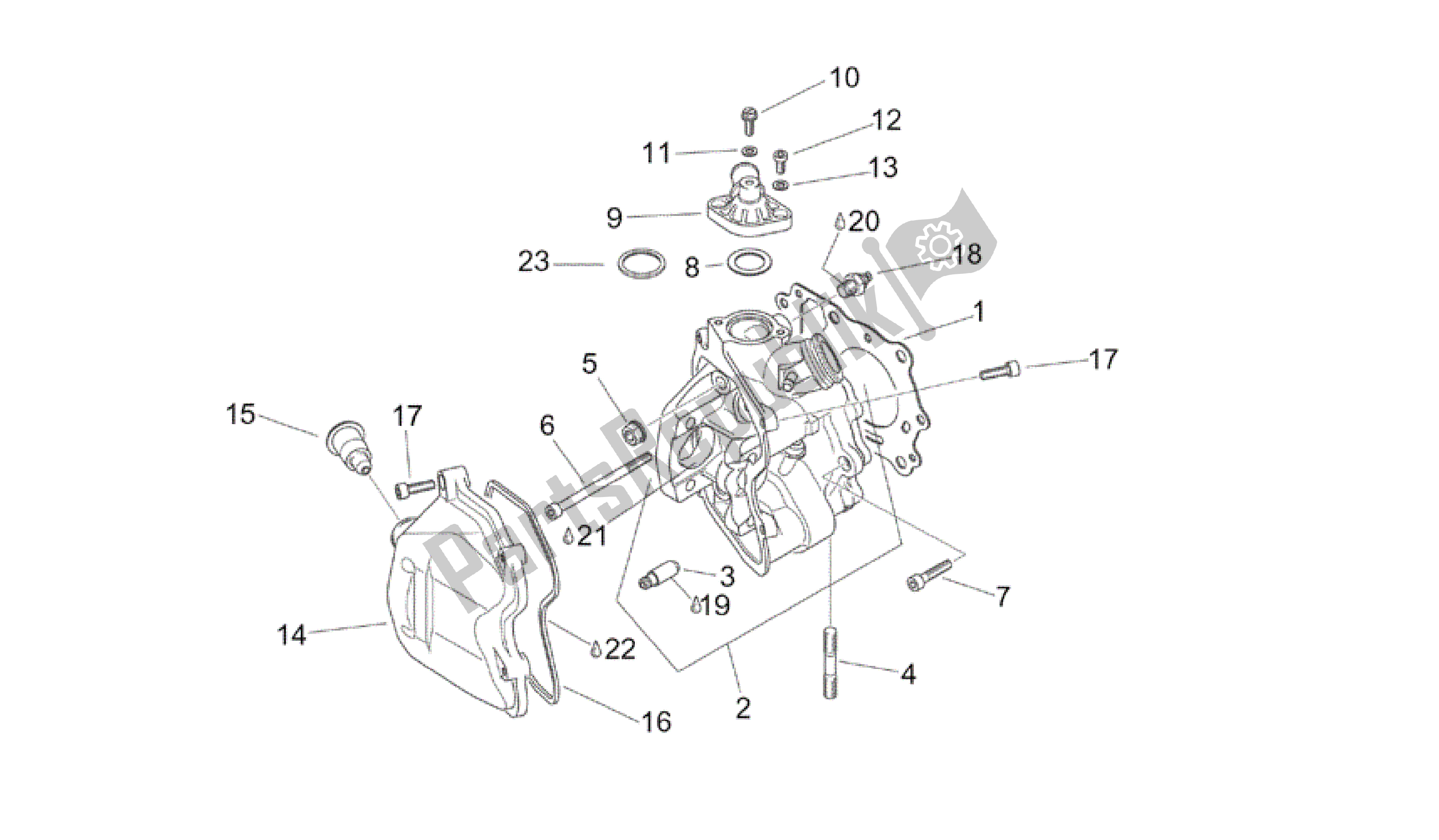 All parts for the Cylinder Head of the Aprilia Scarabeo 200 1999 - 2004