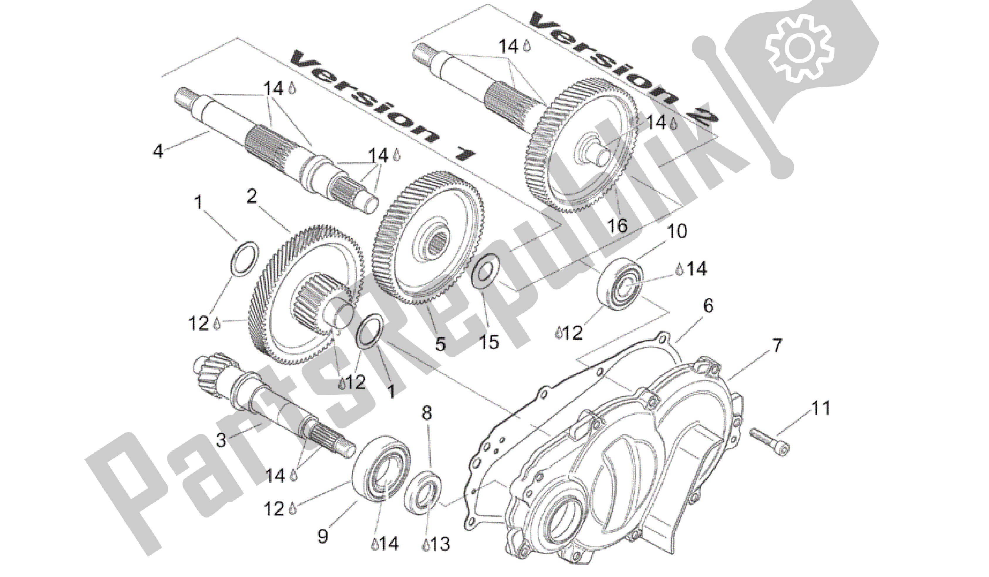 All parts for the Transmission of the Aprilia Scarabeo 200 1999 - 2004