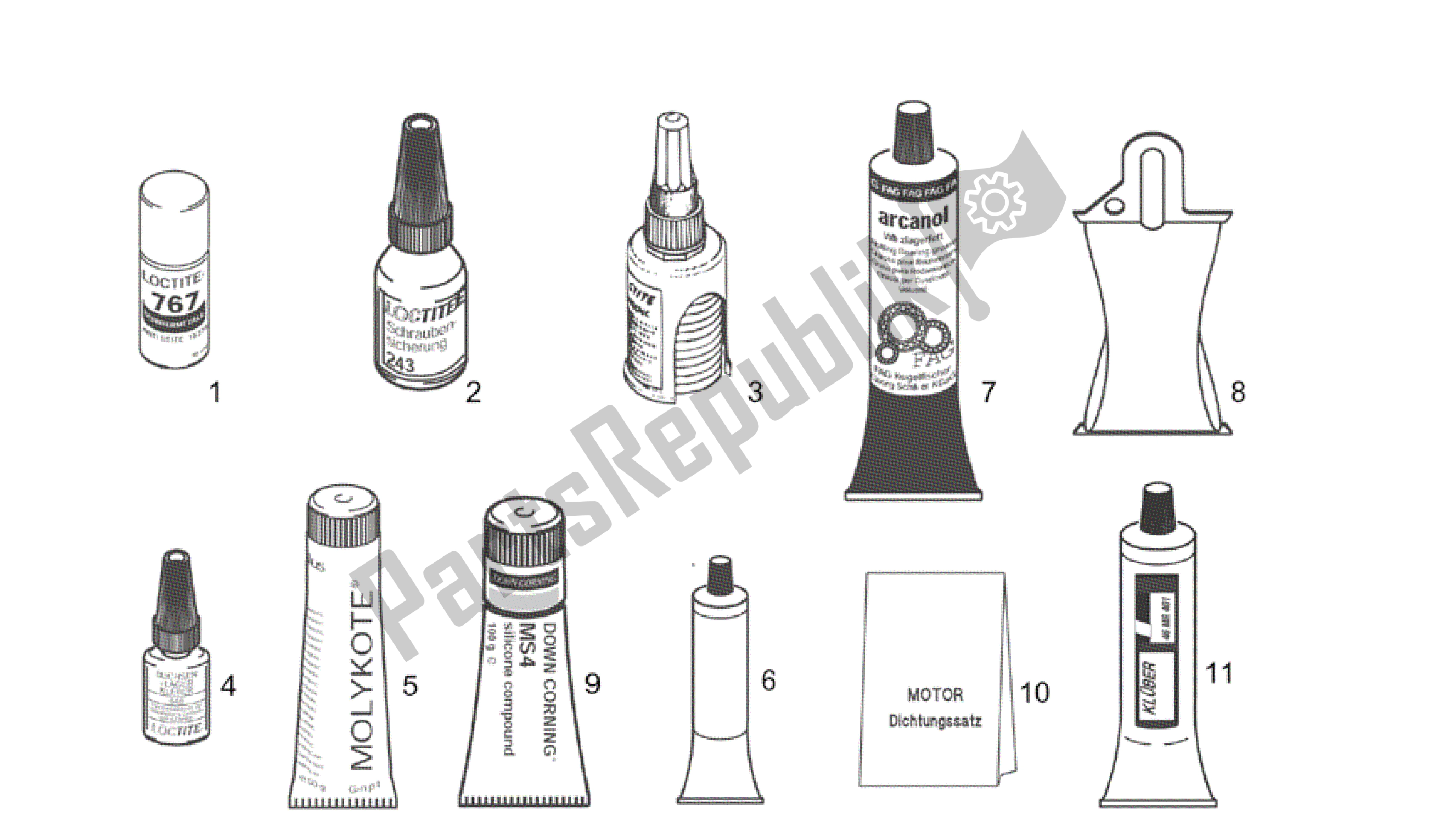 All parts for the Sealing And Lubricating Agents of the Aprilia Scarabeo 200 1999 - 2004