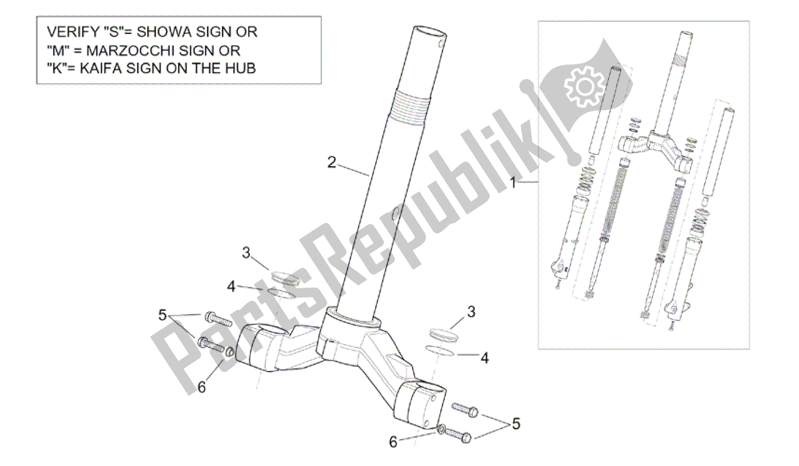 Toutes les pièces pour le Fourche Avant - Base De Tige du Aprilia Scarabeo 200 1999 - 2004