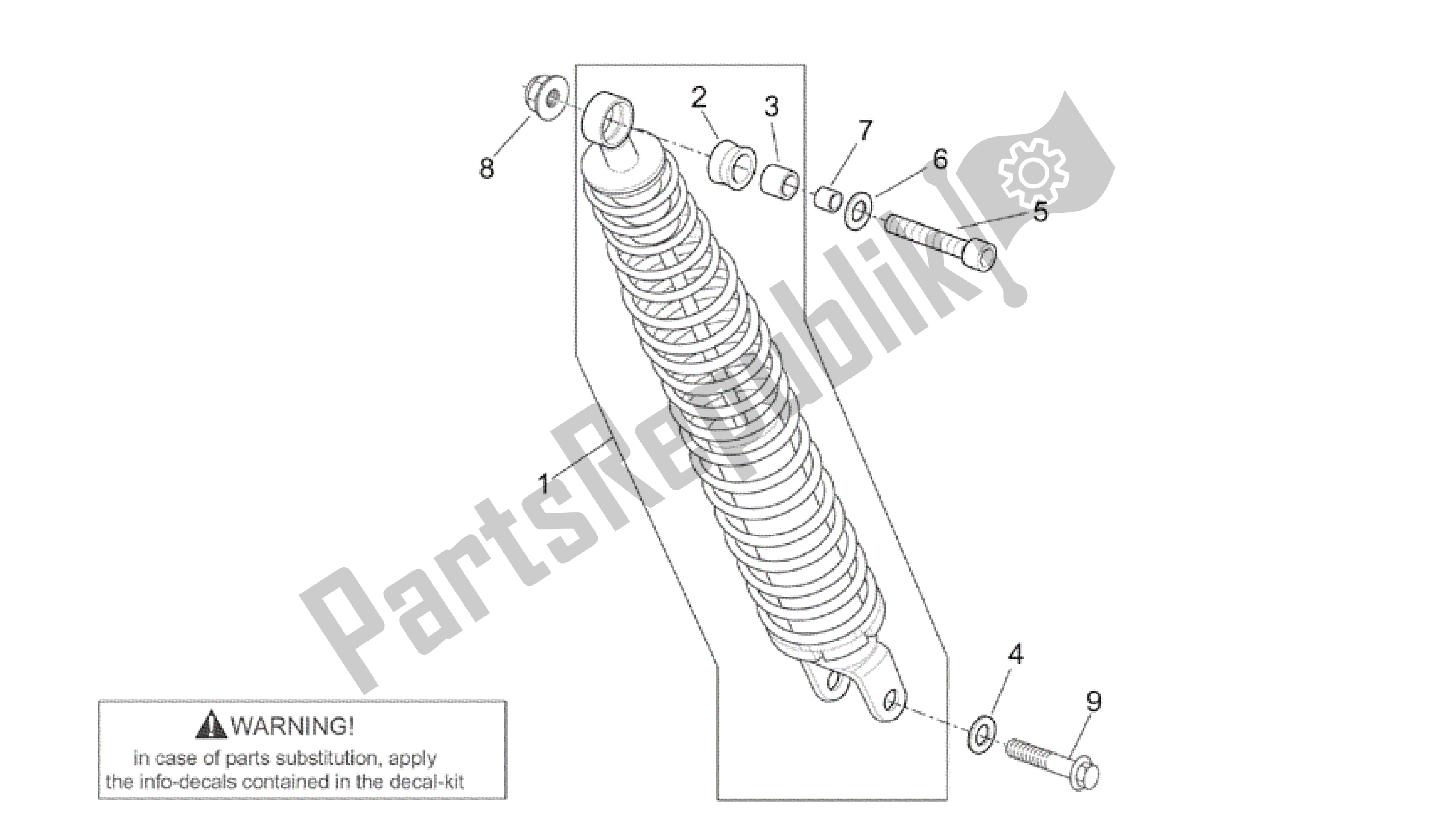 All parts for the Rear Shock Absorber of the Aprilia Scarabeo 200 1999 - 2004