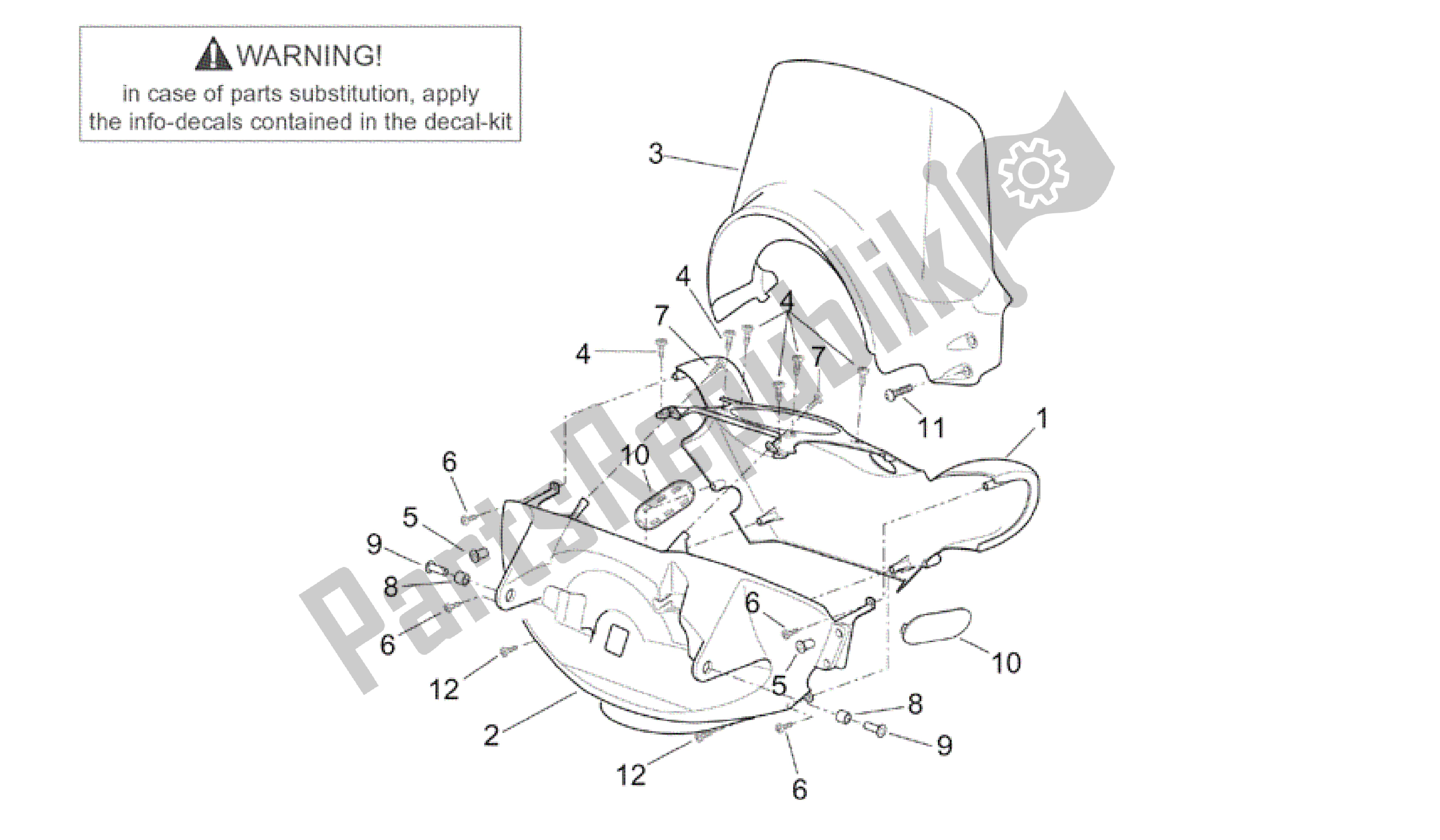 Alle onderdelen voor de Front Body - Voorkuip van de Aprilia Scarabeo 200 1999 - 2004