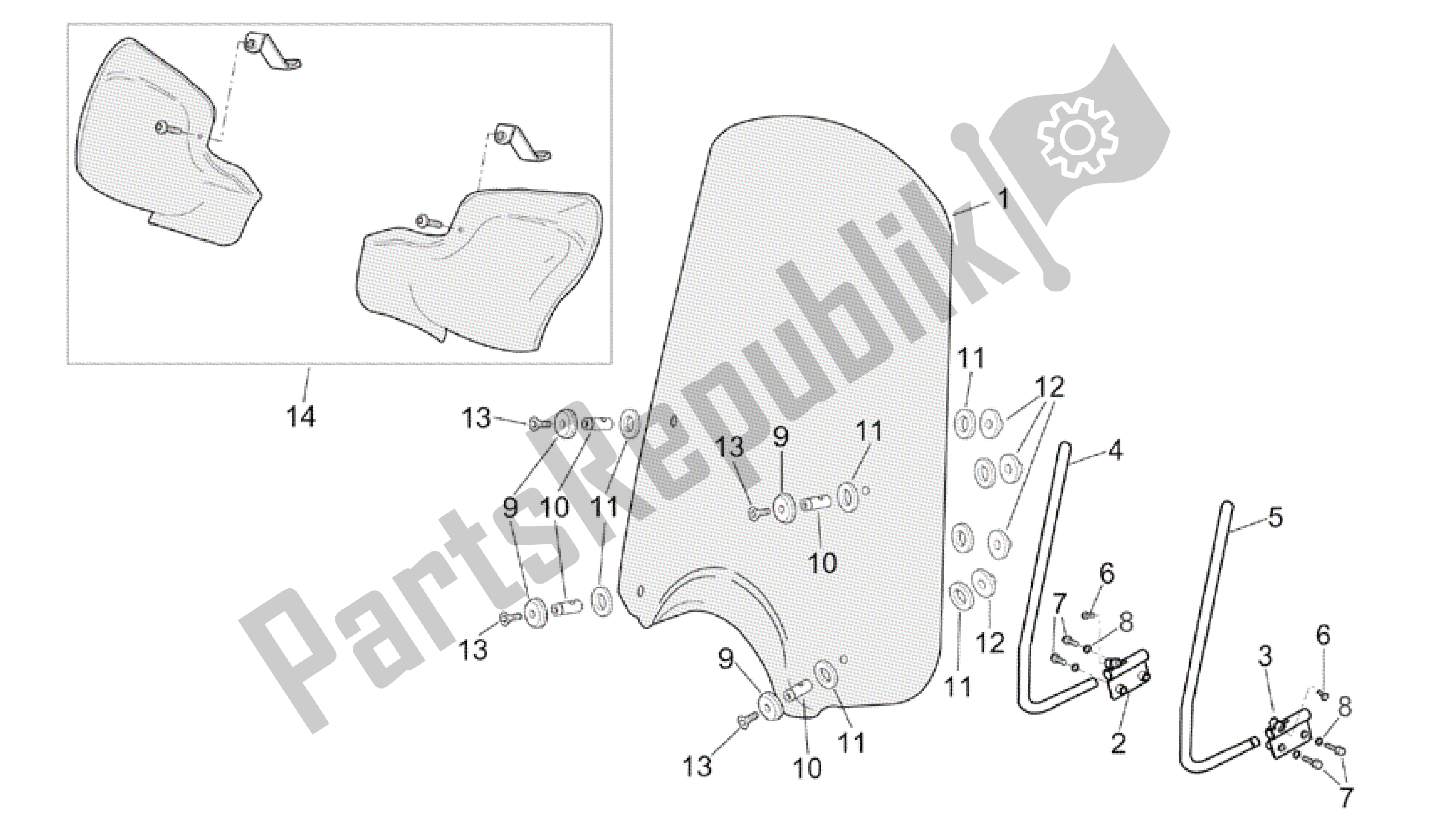 Toutes les pièces pour le Corps Avant - Handguard Ii du Aprilia Scarabeo 200 1999 - 2004