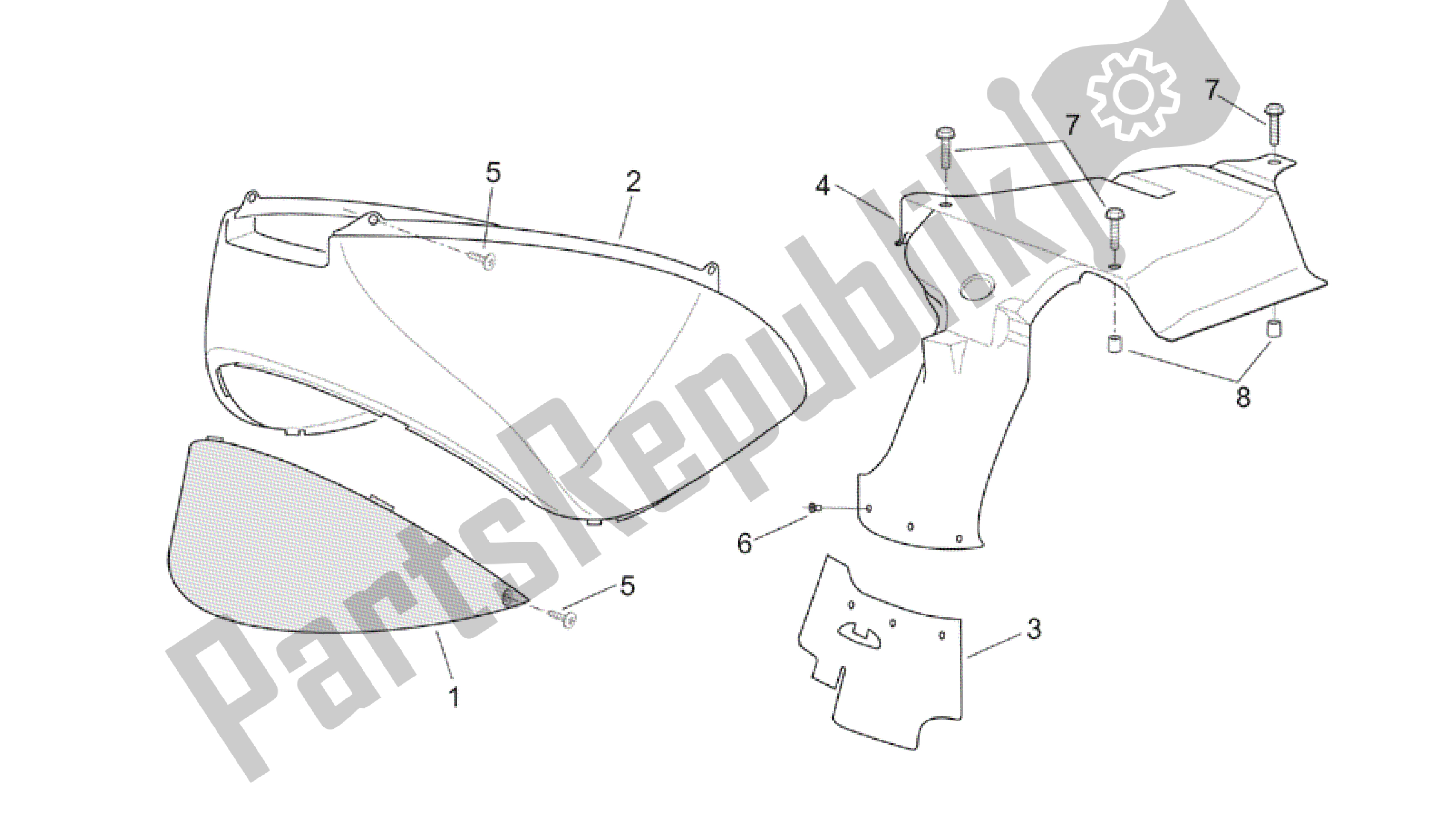All parts for the Rear Body I of the Aprilia Scarabeo 200 1999 - 2004