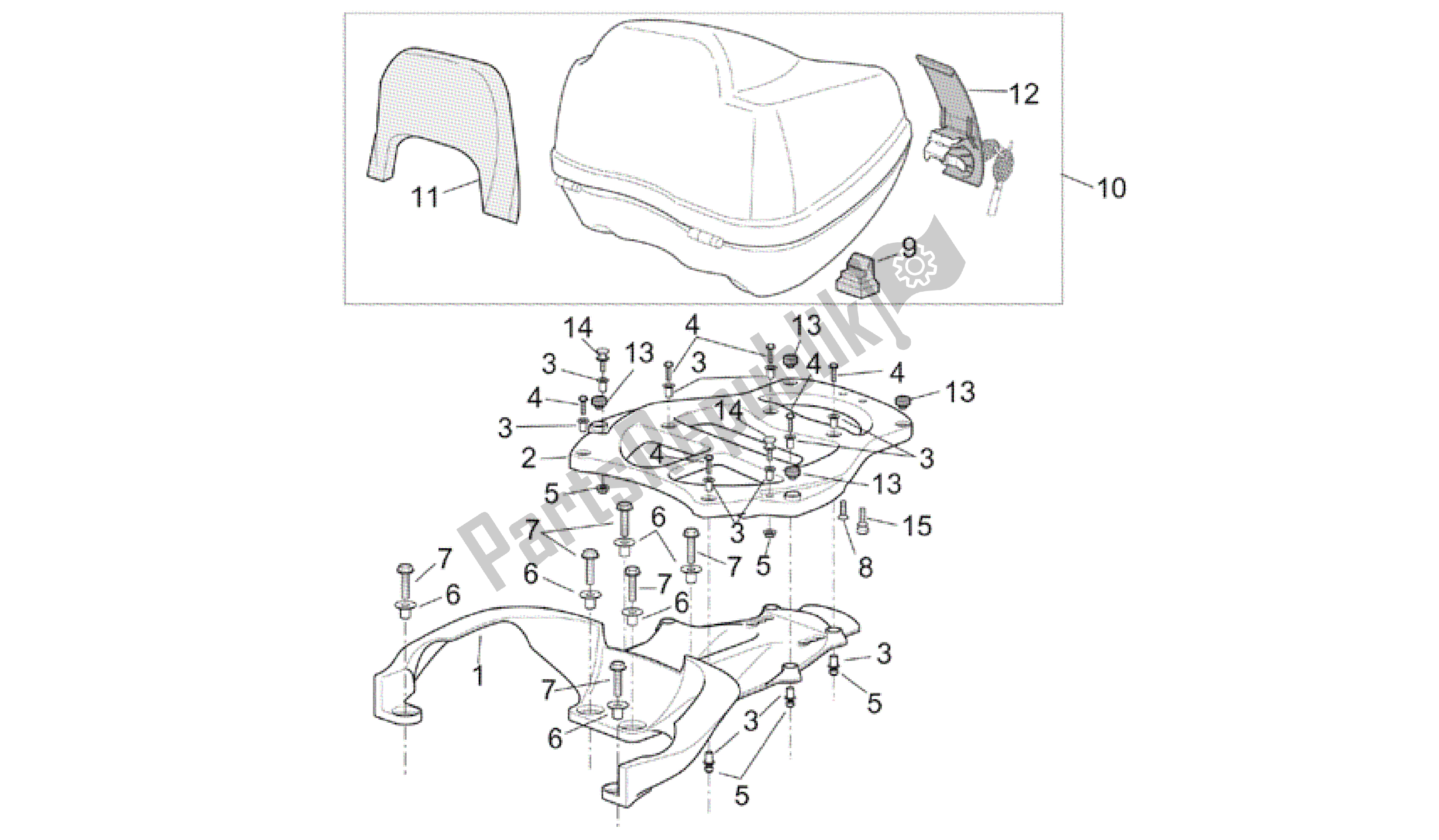 Todas las partes para Caja Superior de Aprilia Scarabeo 200 1999 - 2004