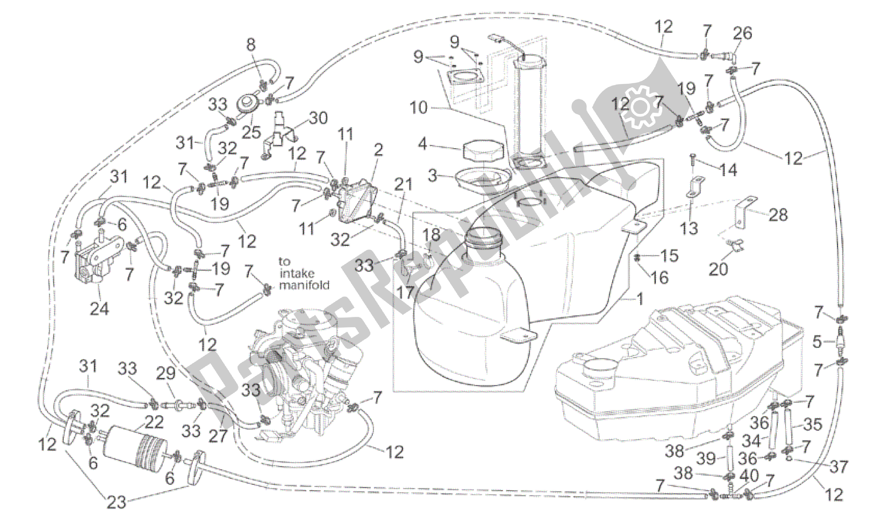 Tutte le parti per il Serbatoio Carburante - Usa del Aprilia Scarabeo 200 1999 - 2004