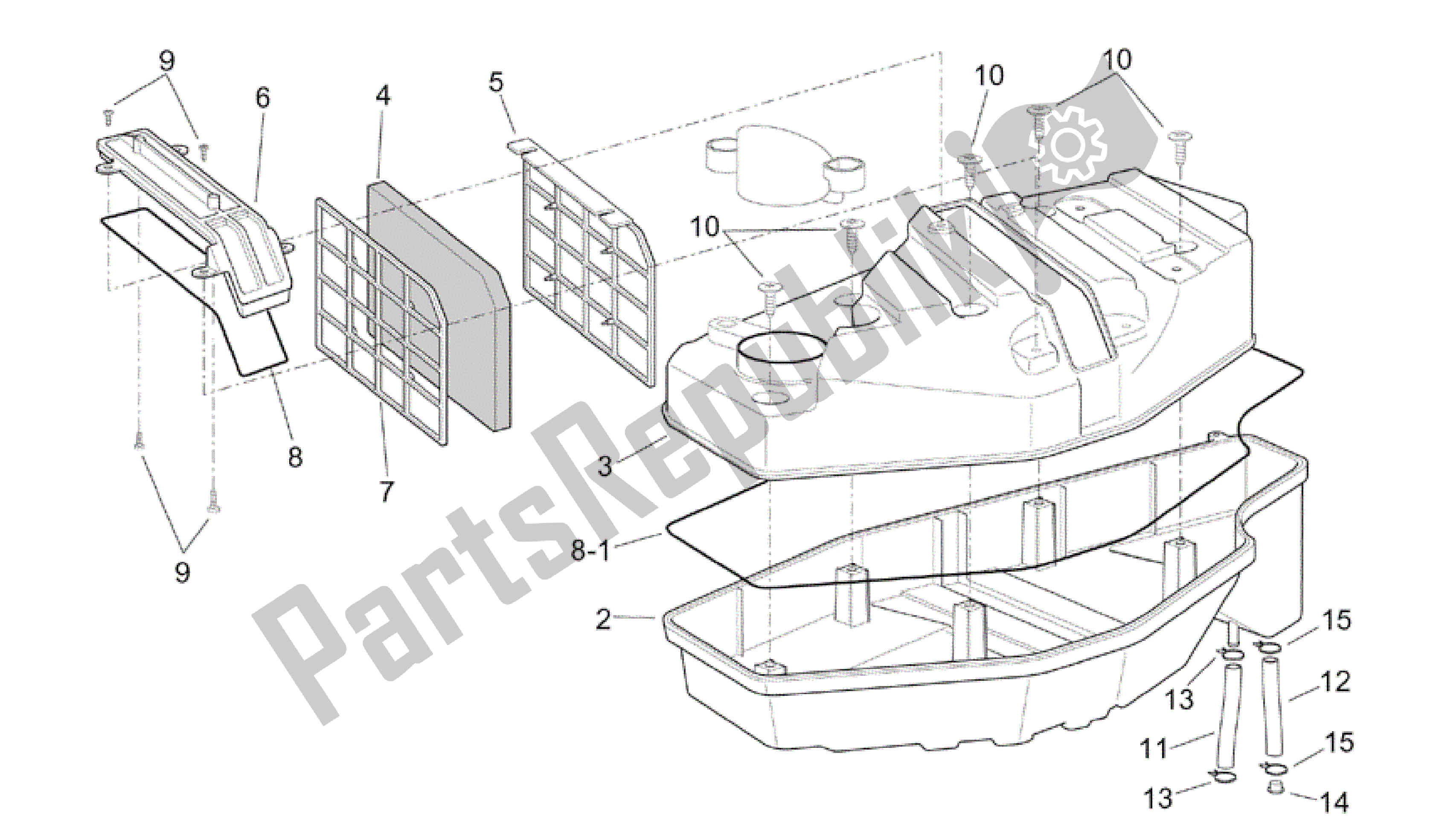 Toutes les pièces pour le Boîte à Air Ancienne Version du Aprilia Scarabeo 200 1999 - 2004