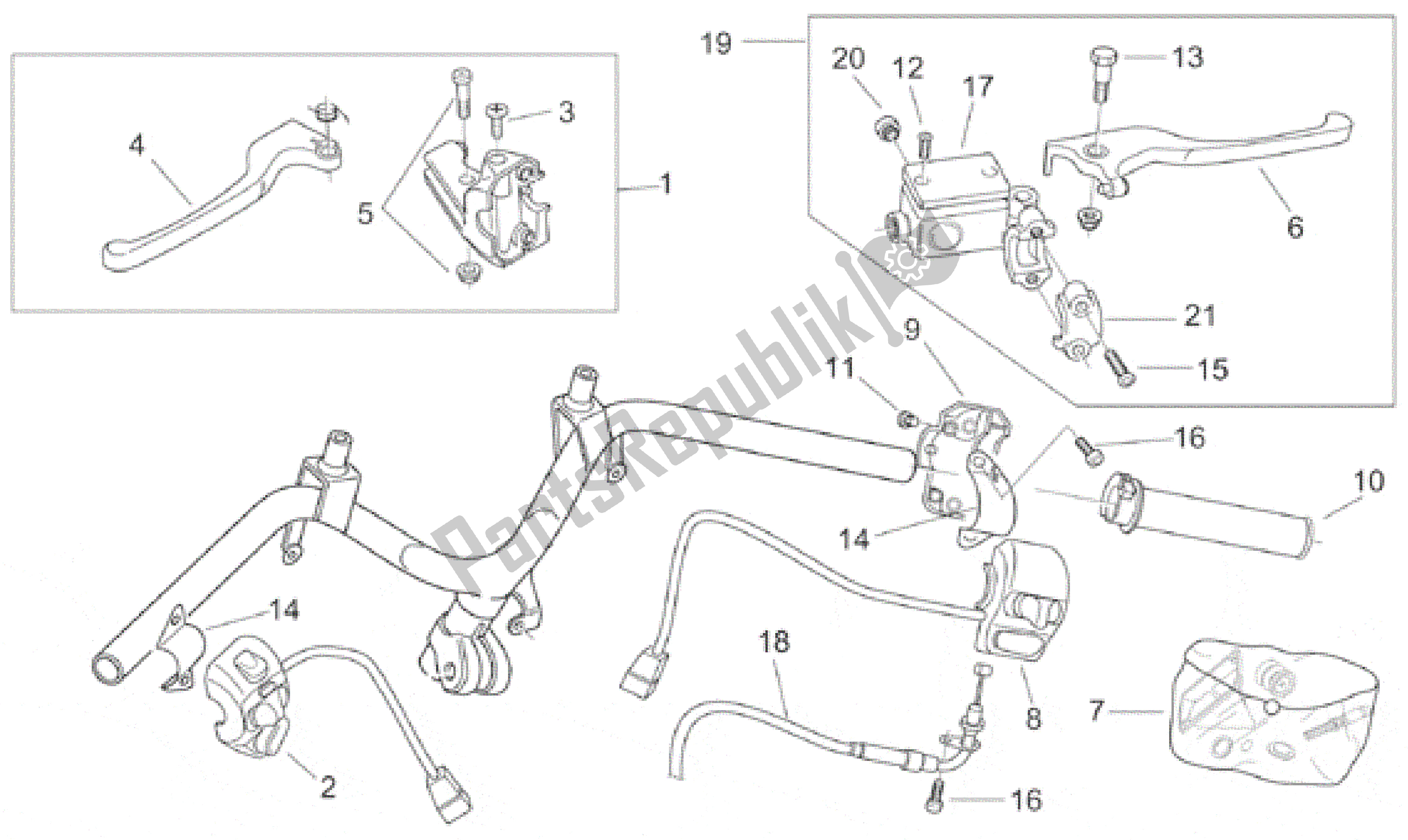 Todas as partes de Controles do Aprilia Scarabeo 100 2000