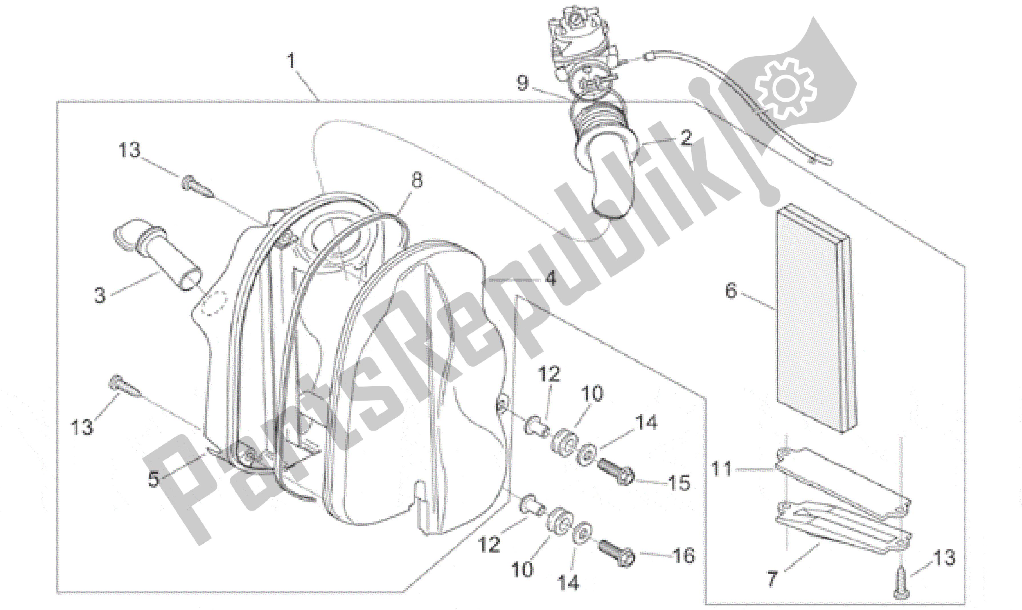 Toutes les pièces pour le Boite D'air du Aprilia Scarabeo 100 2000