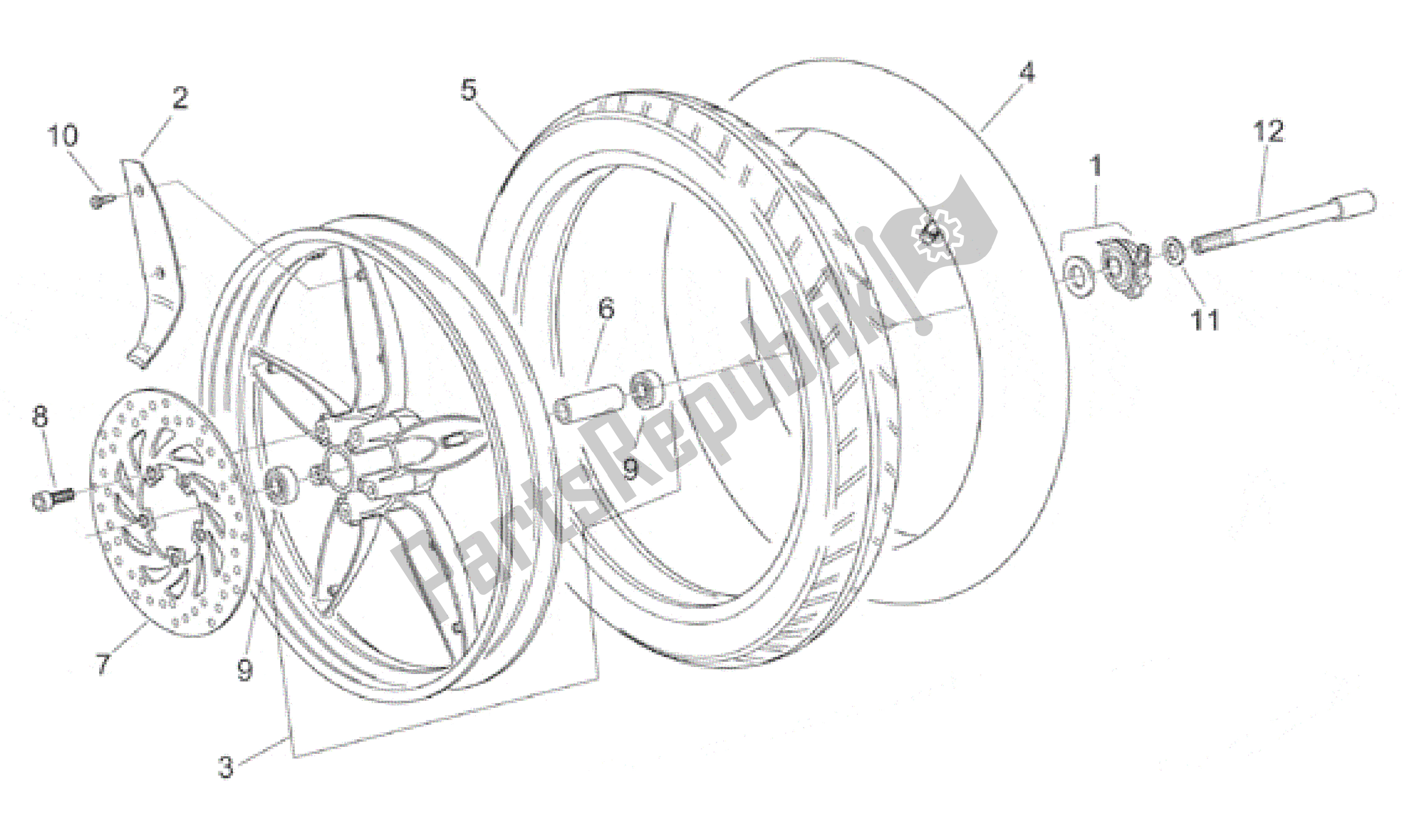 Todas las partes para Rueda Delantera de Aprilia Scarabeo 100 2000