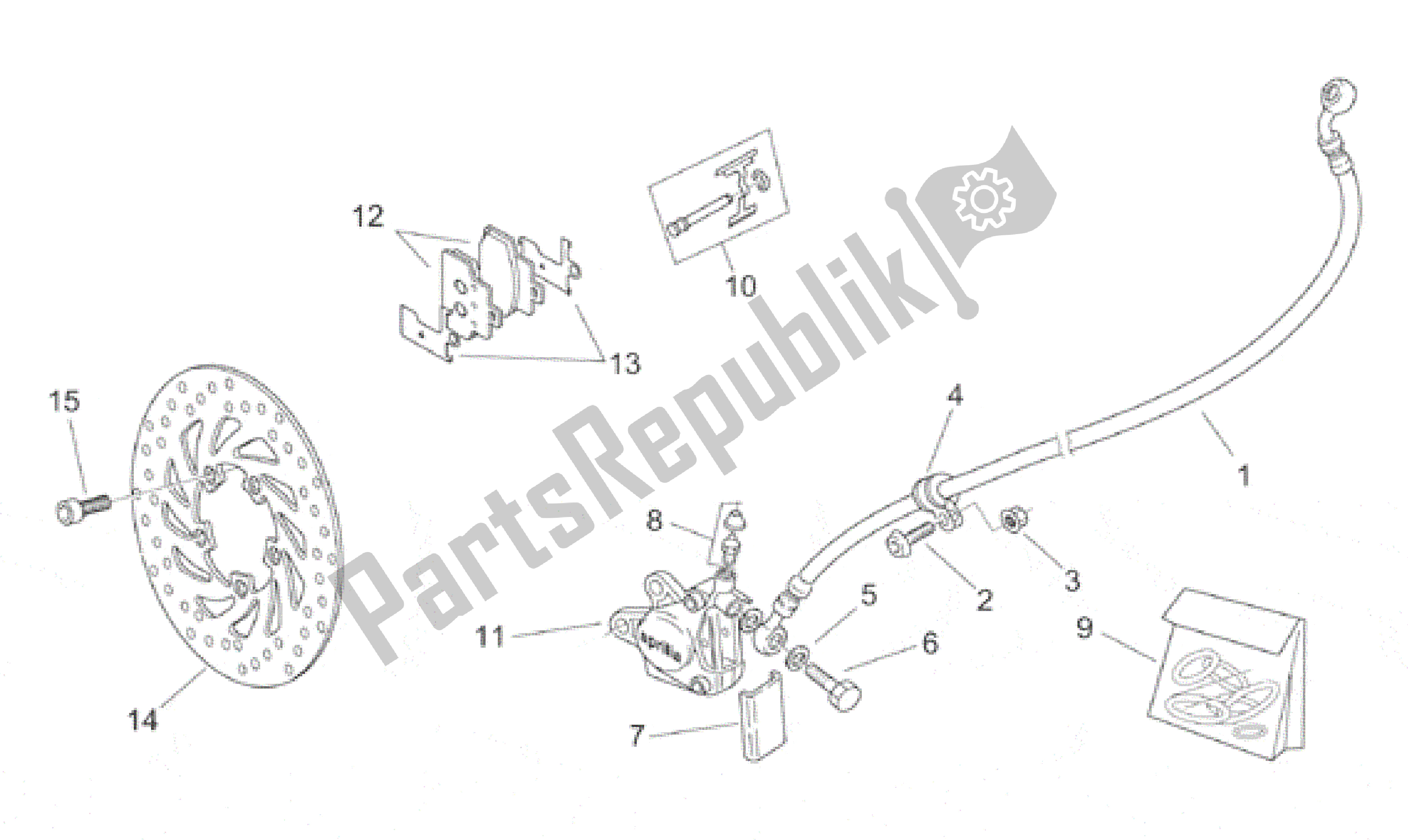 All parts for the Front Brake Caliper of the Aprilia Scarabeo 100 2000