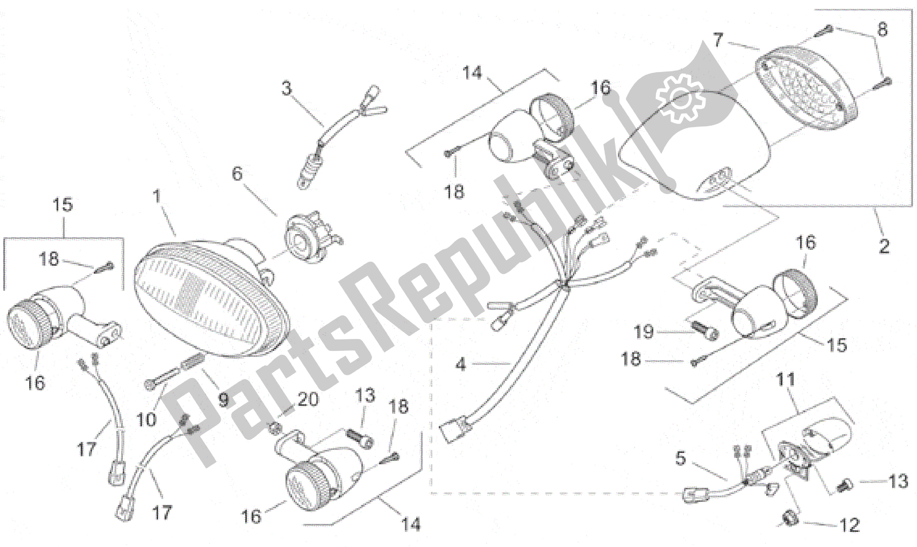 Tutte le parti per il Luci del Aprilia Scarabeo 100 2000