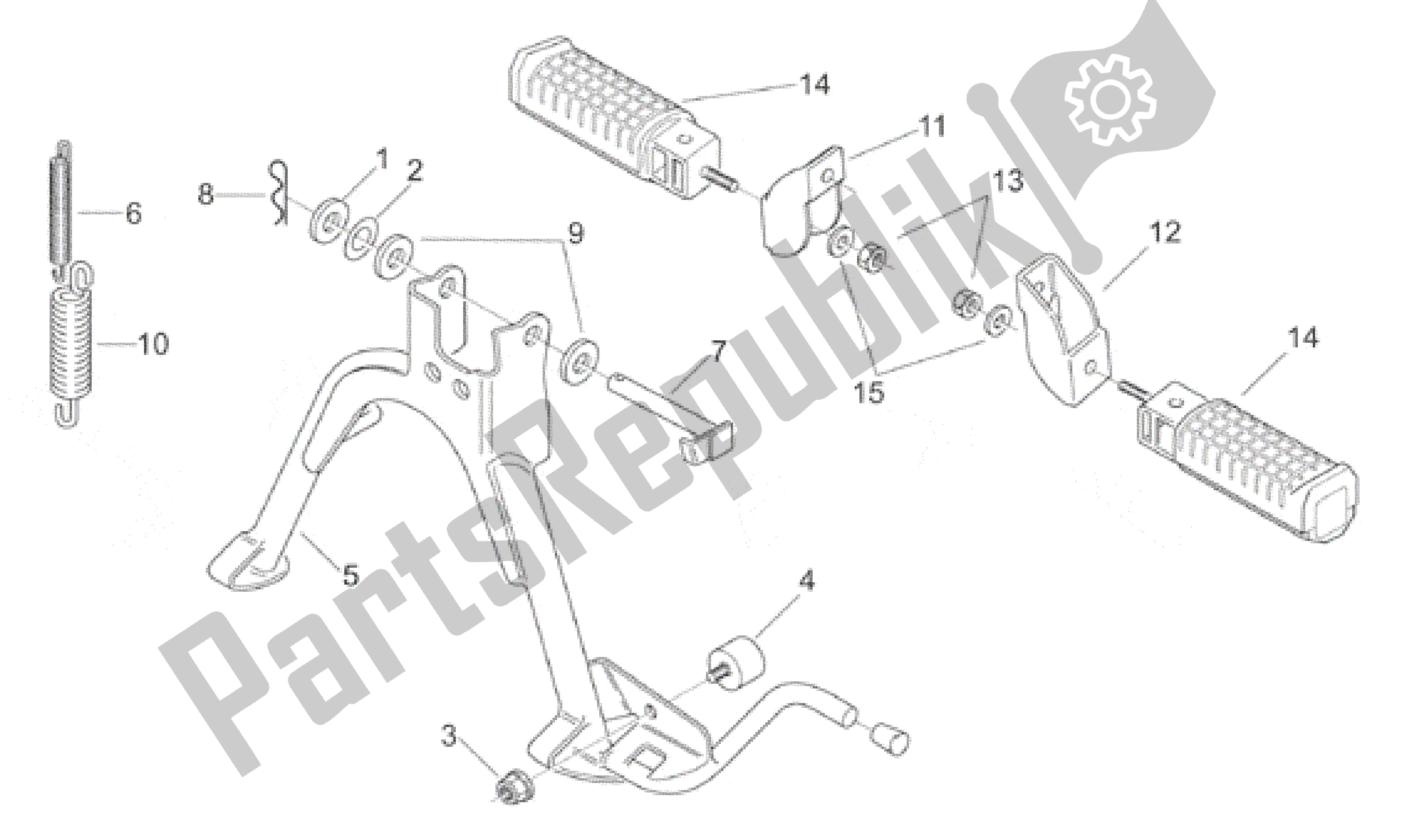 All parts for the Foot Rests - Lateral Stand of the Aprilia Scarabeo 100 2000