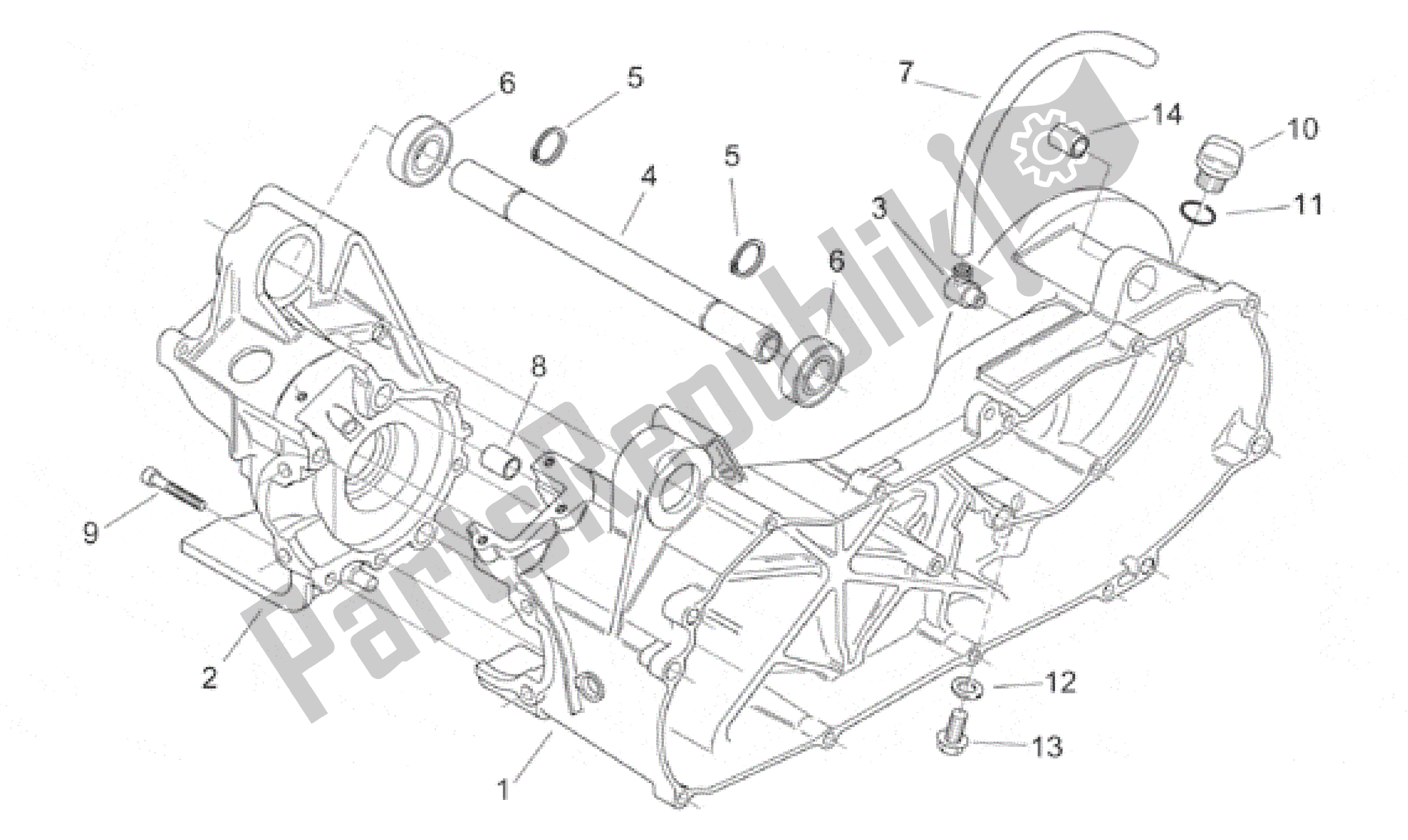 Alle Teile für das Zentraler Kurbelgehäusesatz des Aprilia Scarabeo 100 2000