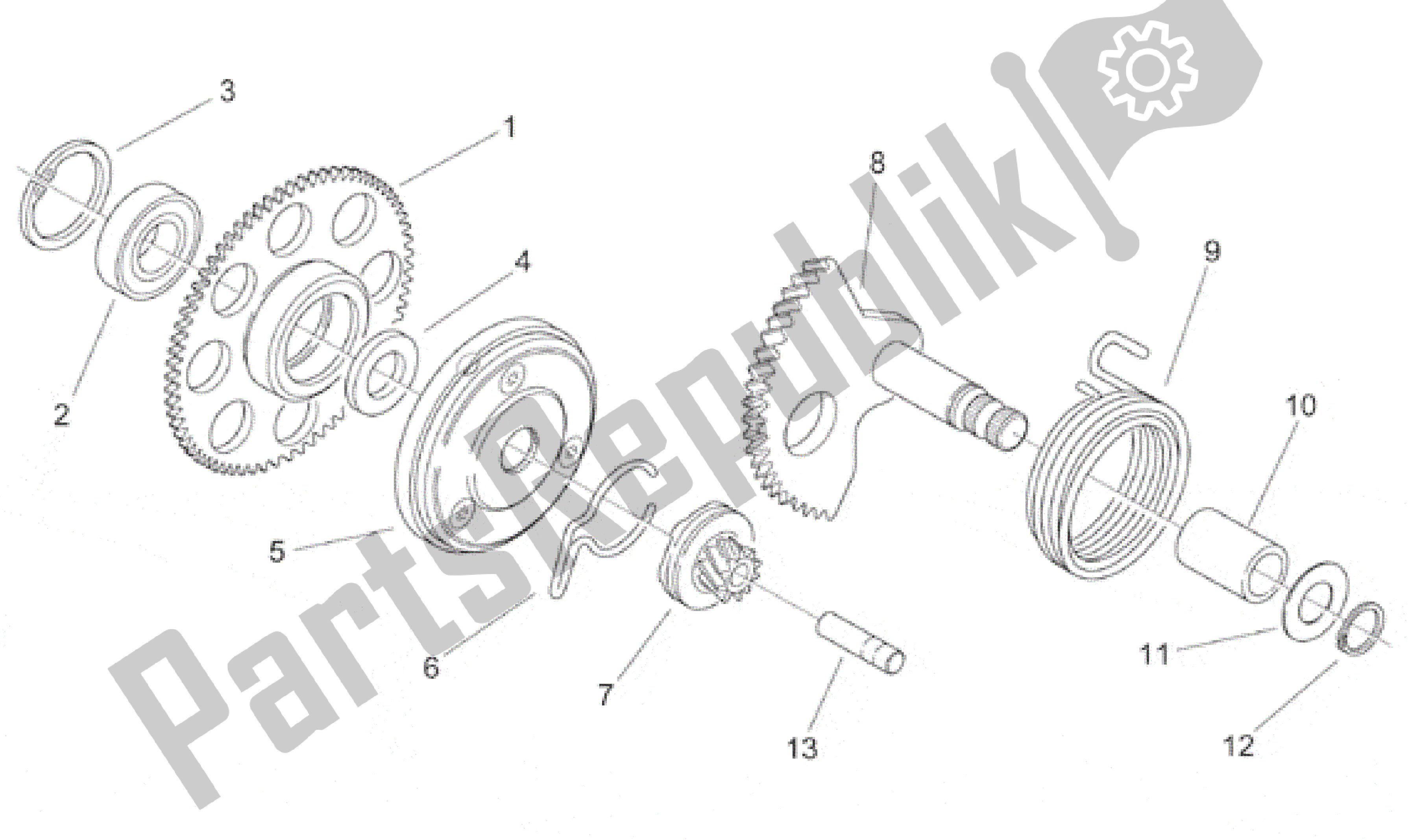 Todas as partes de Chute Inicial do Aprilia Scarabeo 100 2000