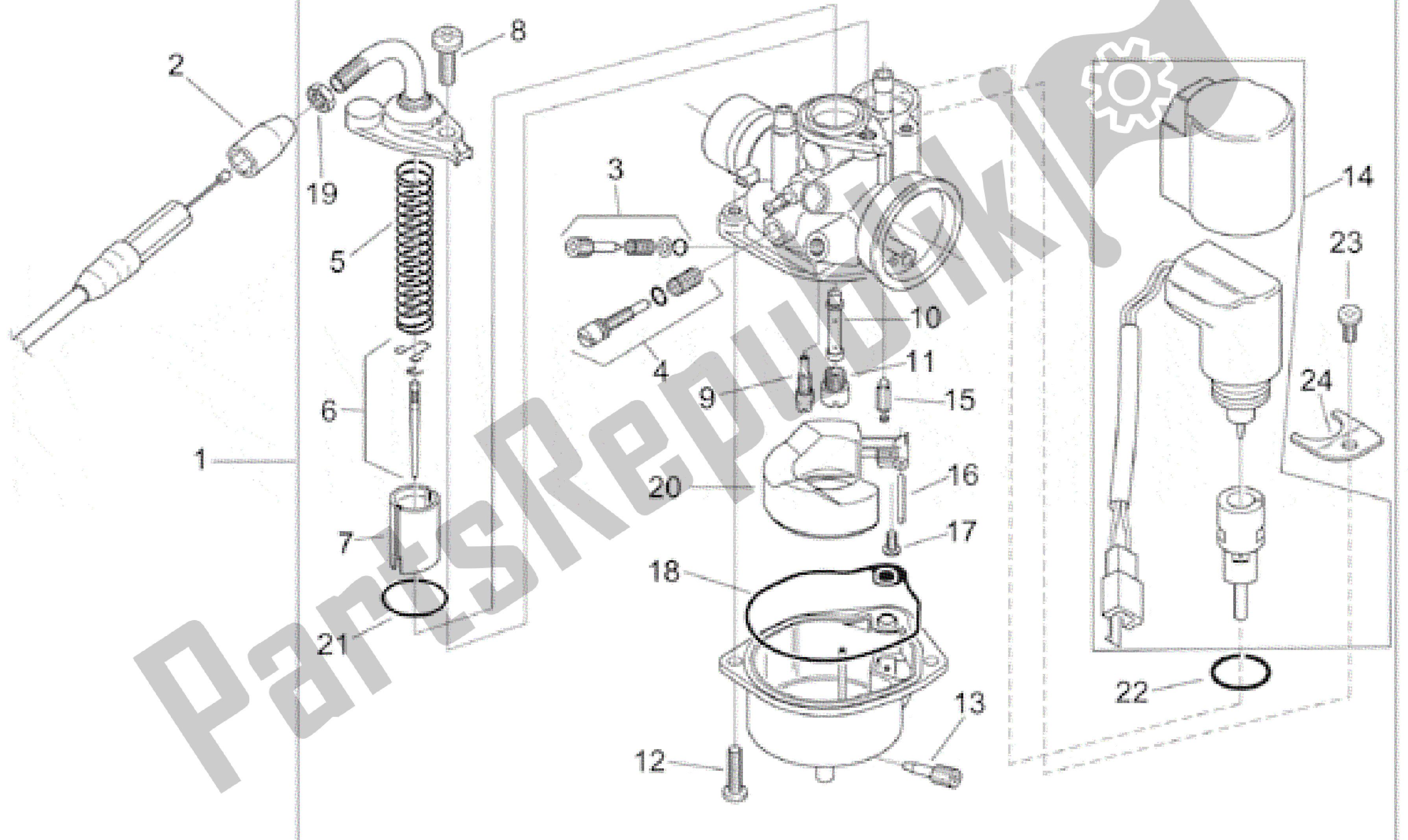 Tutte le parti per il Carburatore del Aprilia Scarabeo 100 2000