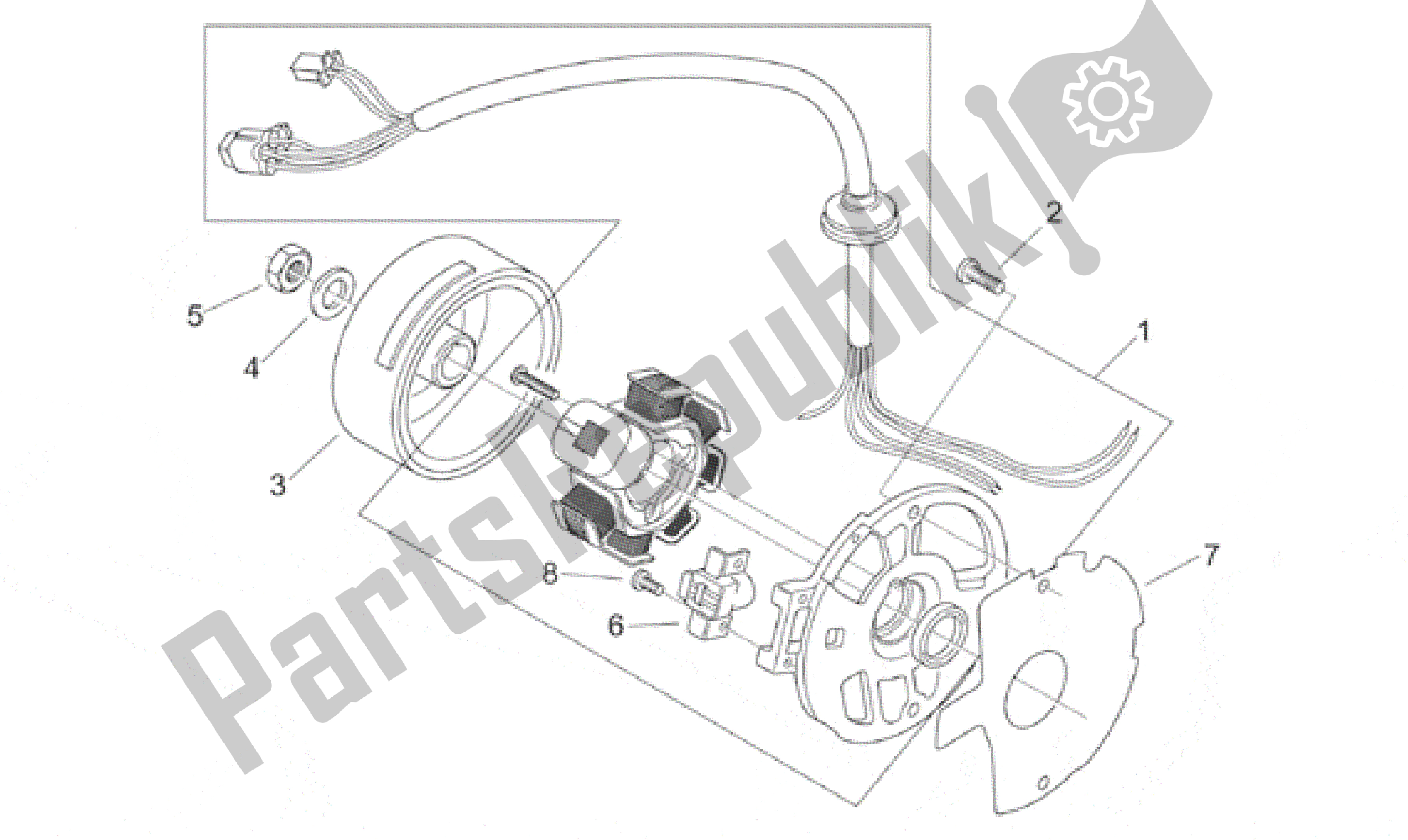 Todas as partes de Volante do Aprilia Scarabeo 100 2000